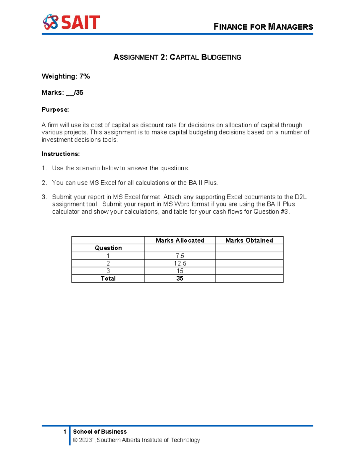 Assignment 2 - Capital Budgeting Analysis - DE 7% Weighting - Studocu