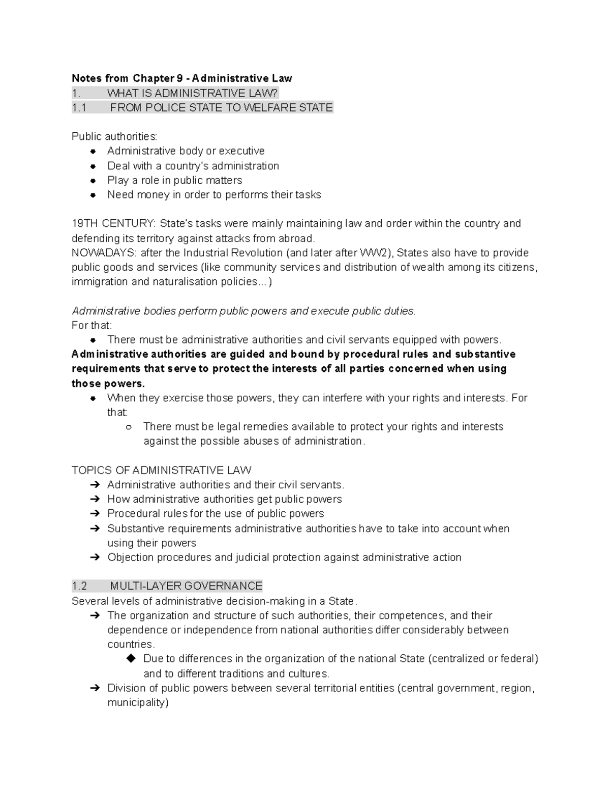 Admin Law Tutorial 9: Key Concepts and Chapter Notes - Studeersnel