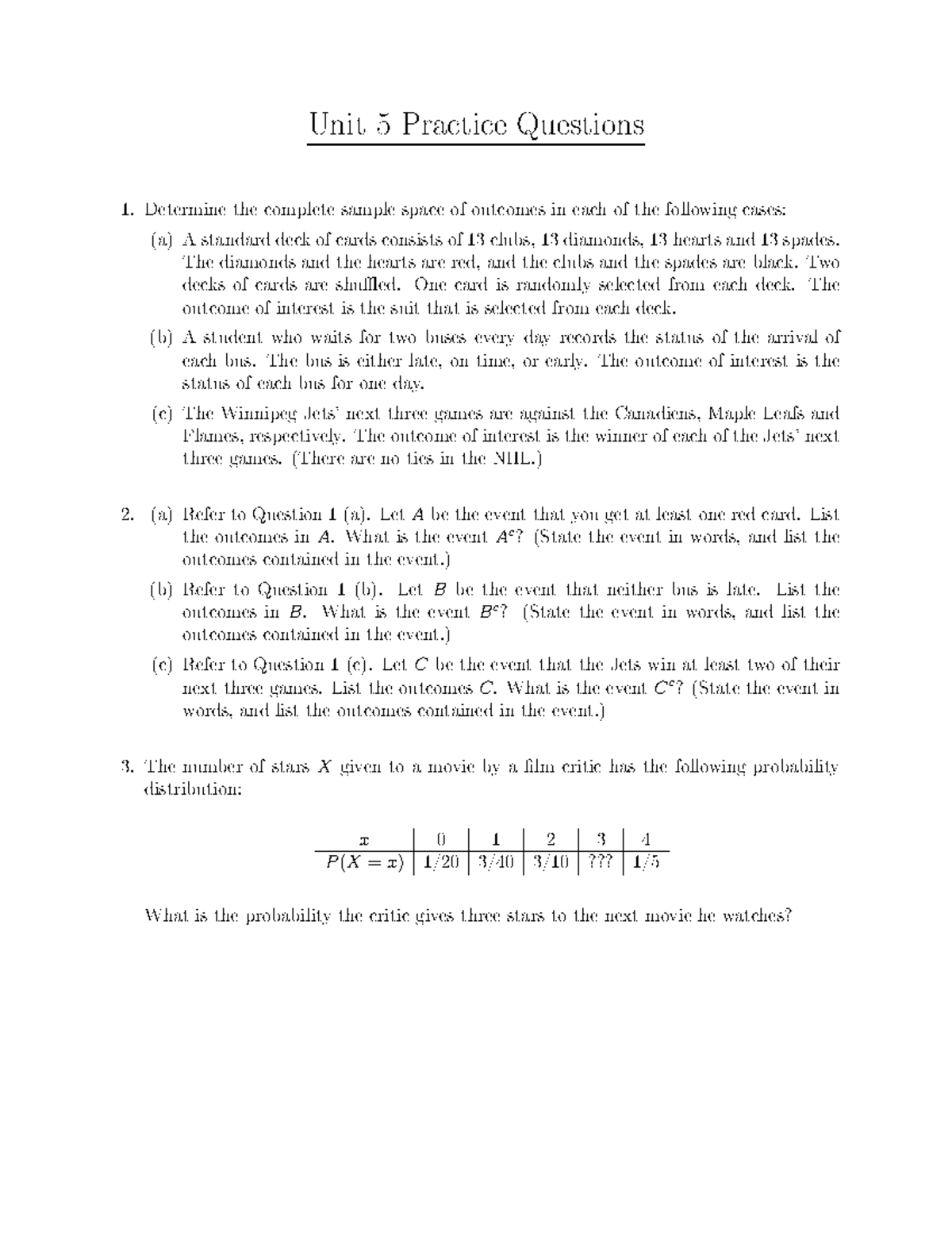 Unit 5 Practice Problems: Sample Space and Probability Analysis - Studocu