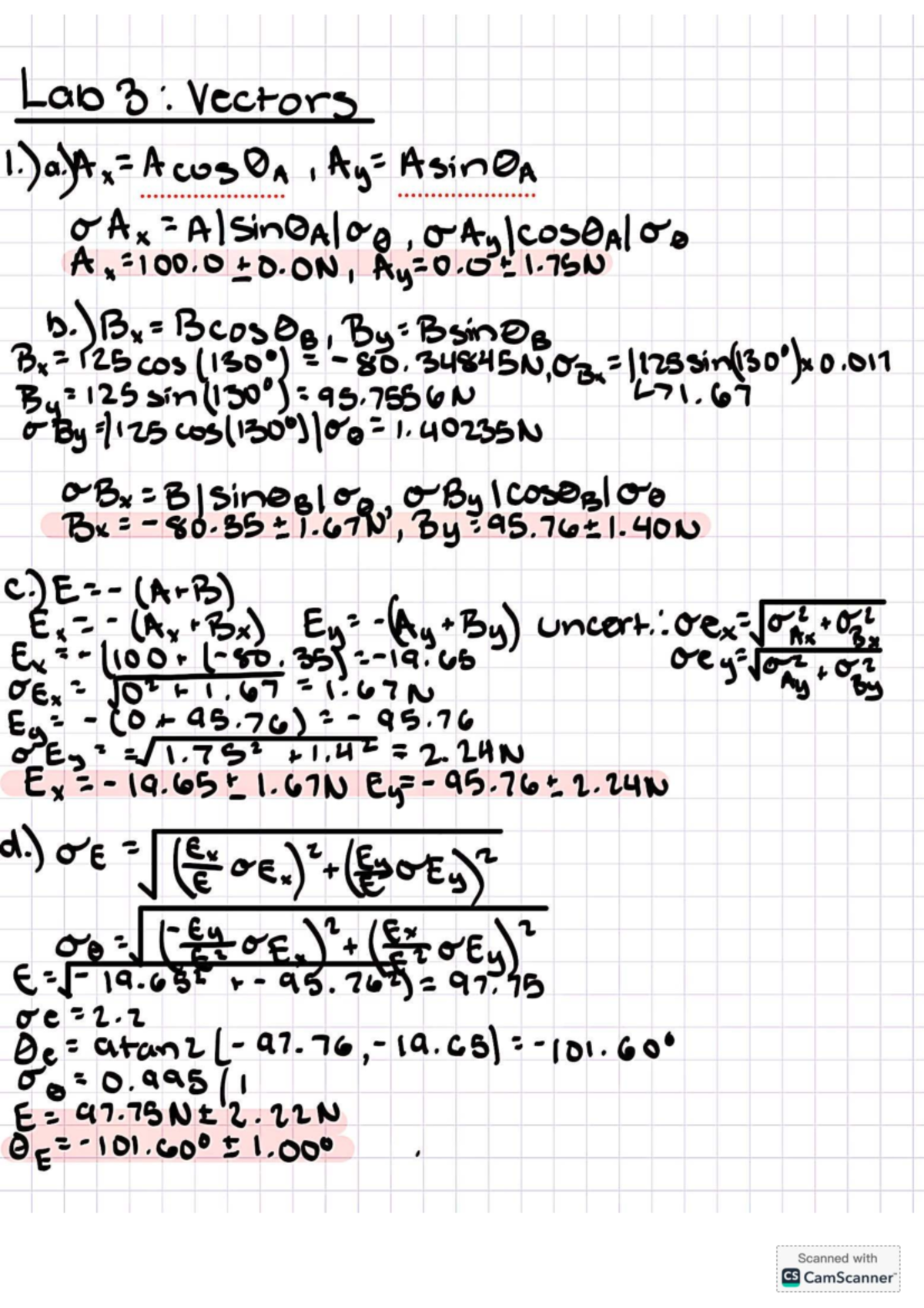 Lab 3: Vectors - Pre Lab Solved Analysis and Solutions - Studocu