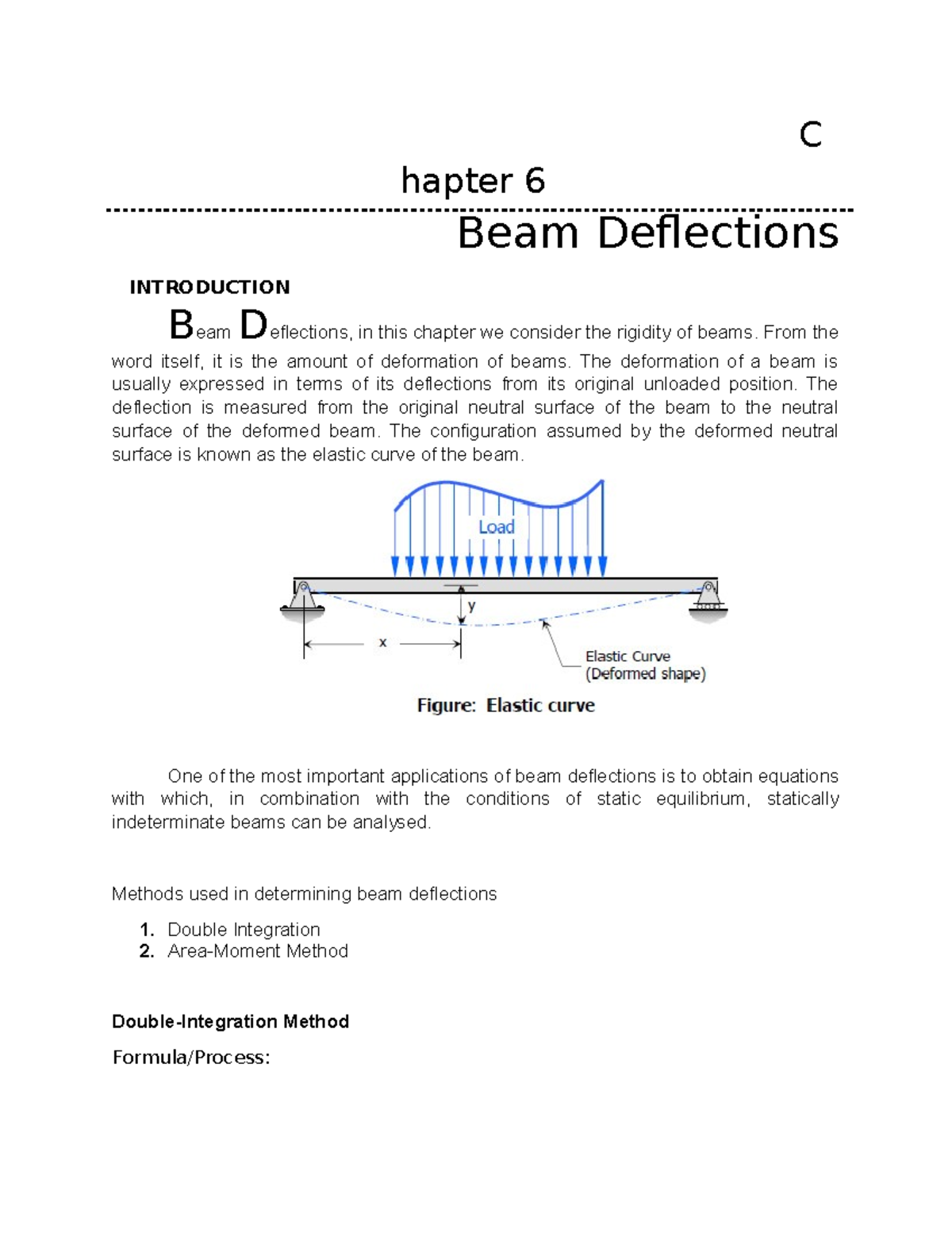 Chapter 6: Beam Deflections Analysis and Methods (307515762) - Studocu