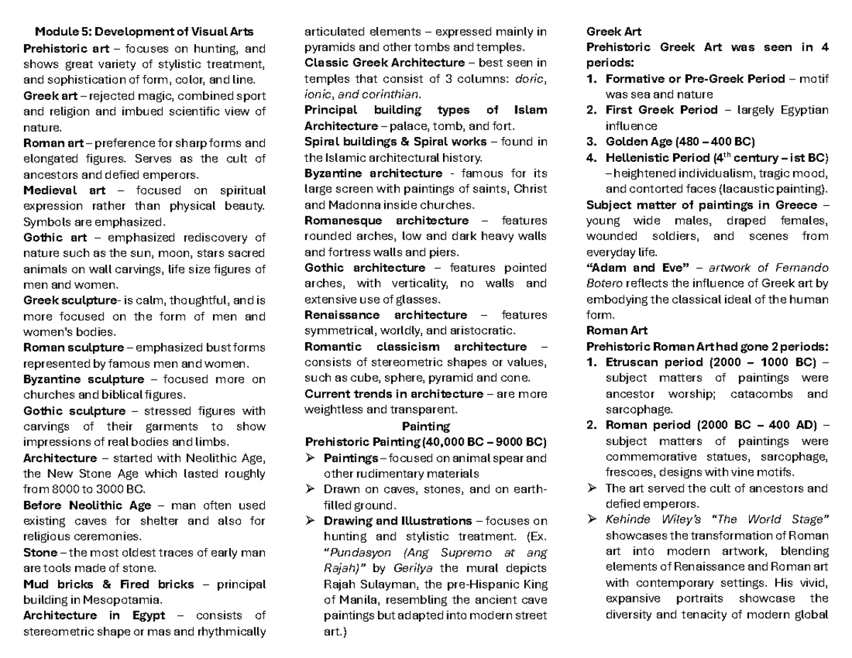 Artapp - Module 5 to 9 - Module 5: Development of Visual Arts ...
