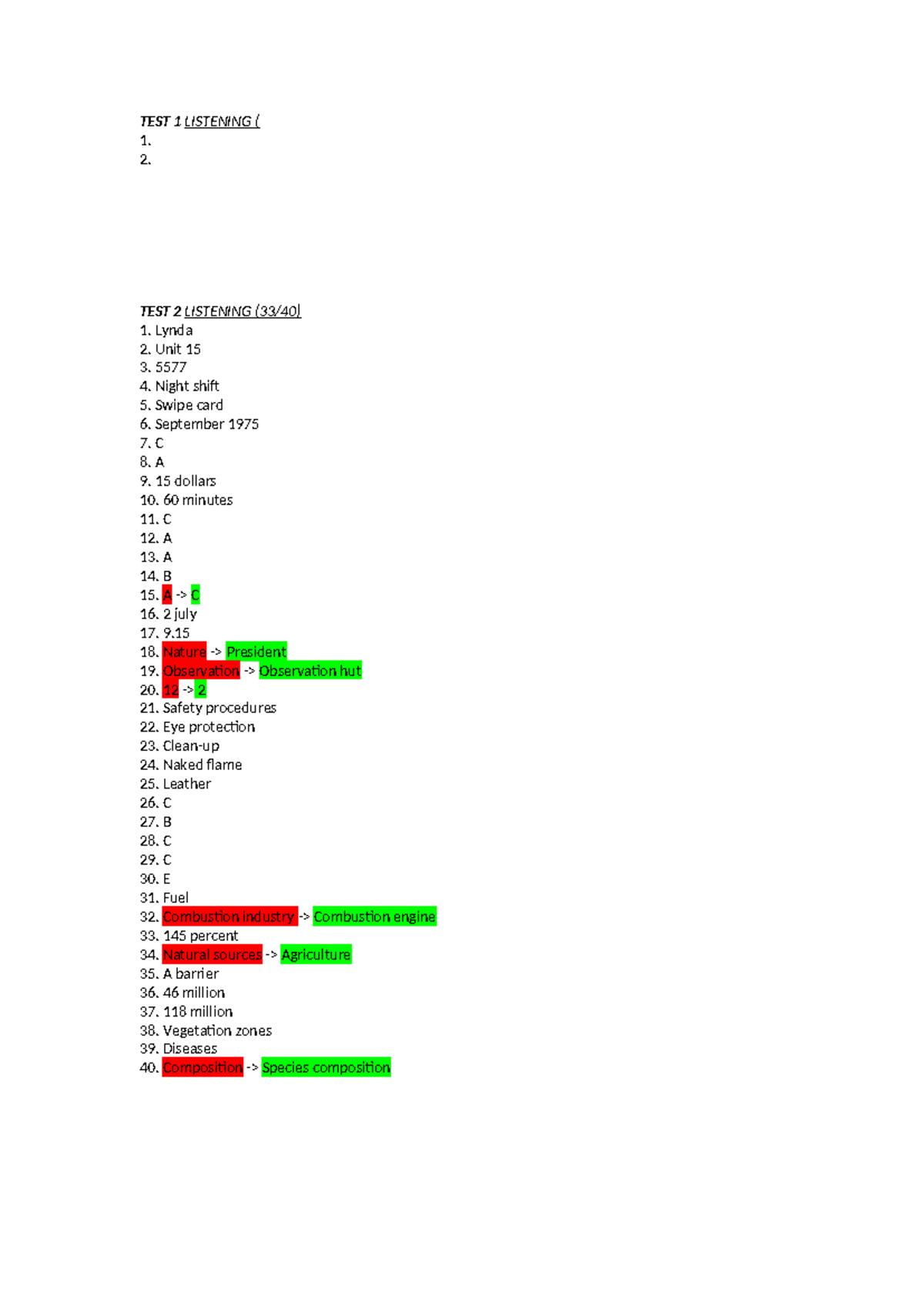 IELTS Academic Listening Test 1 & 2 Notes - Studocu