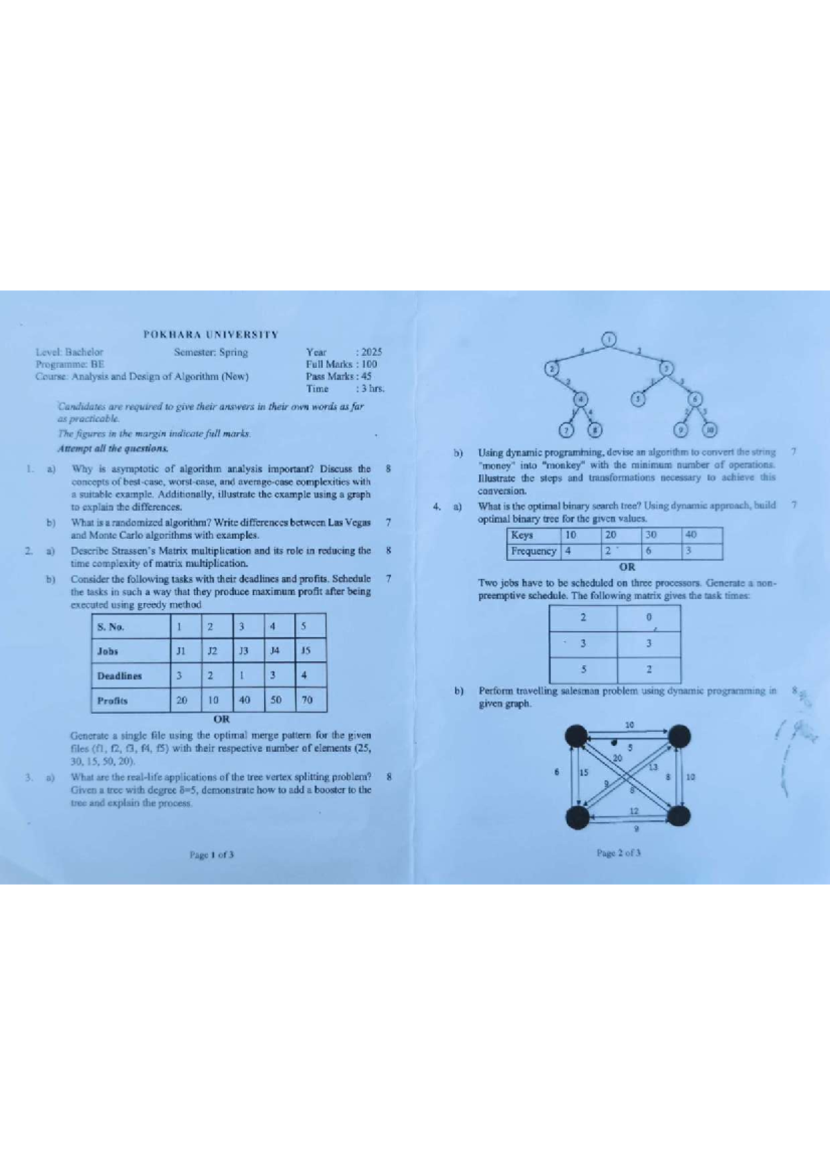 ADA-25 Spring - Past Questions on Analysis and Design of Algorithms ...