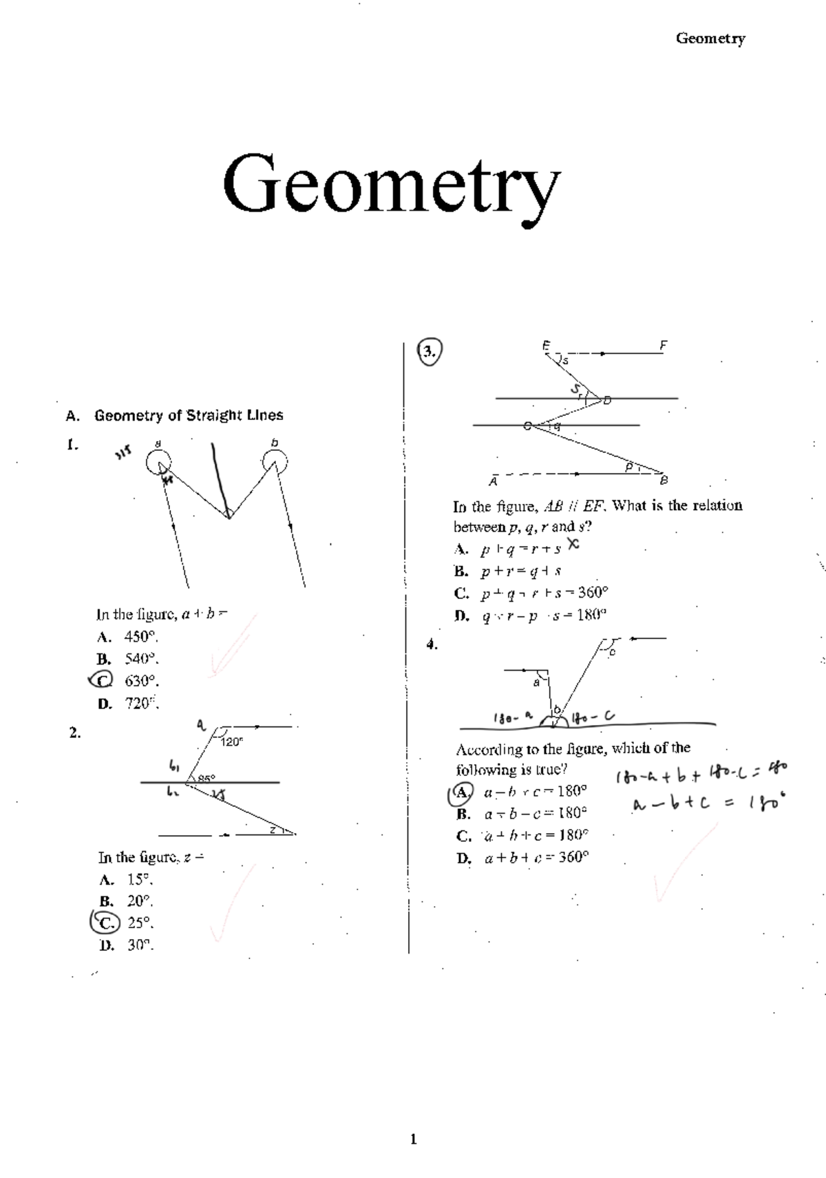 Geometry Exam - Mathematics Elite, Multiple-choice Questions ...