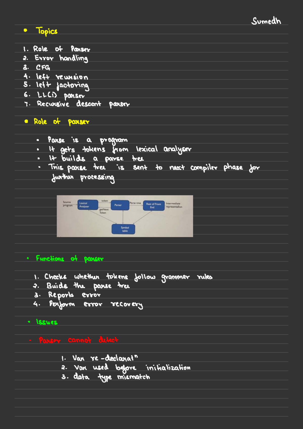 CD Unit 2: Parsing Techniques and Error Handling in CFG (21CSS303T ...