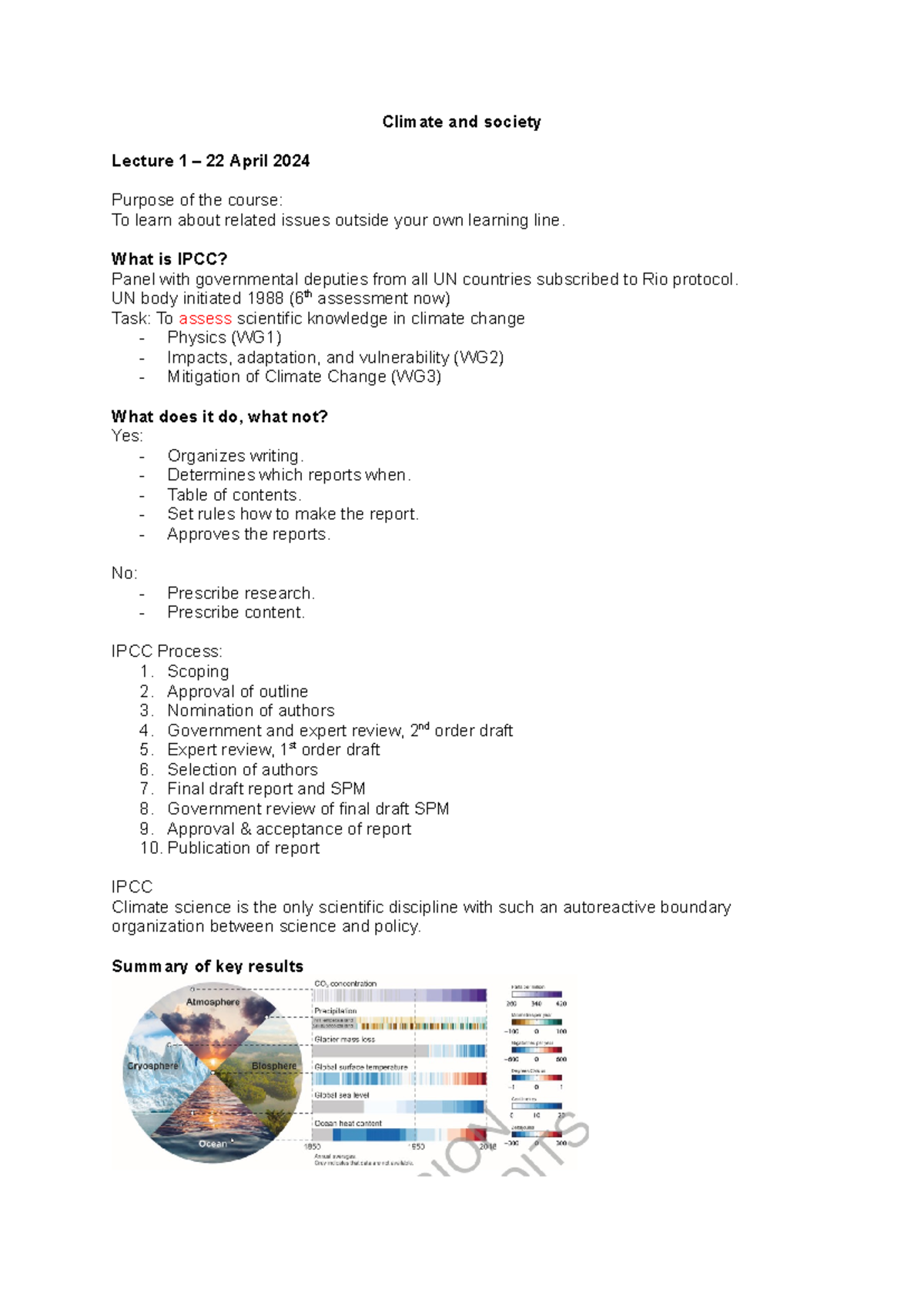 Climate and Society (ENVI 101): Lecture Notes on Climate, IPCC, and ...