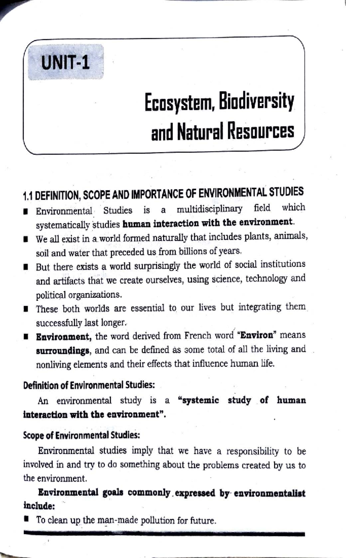 Ecosystem, Biodiversity, and Natural Resources: Environmental Studies ...