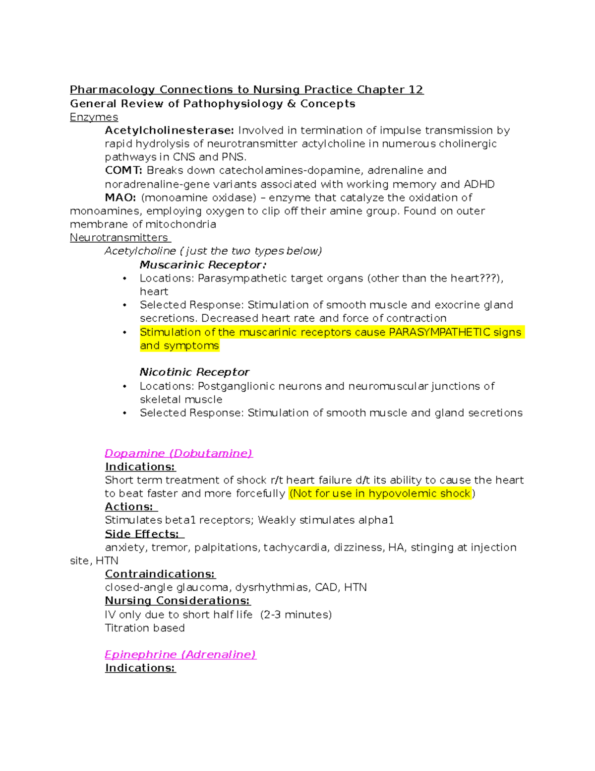 Pharm II Exam 2 Study Guide: Enzymes, Receptors, and Medications - Studocu