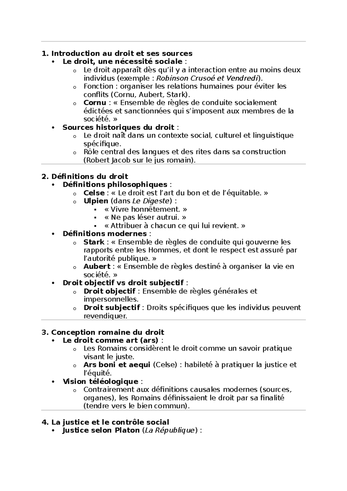 Reviser - aide - 1. Introduction au droit et ses sources Le droit, une ...
