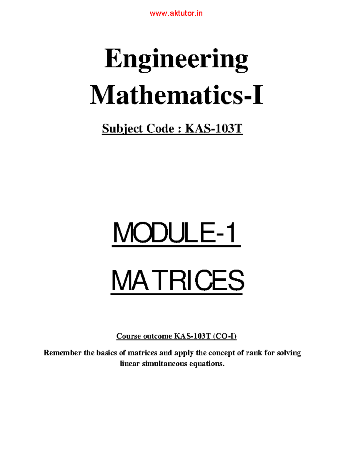 MATH101: All Unit Notes on Matrices and Linear Equations - Studocu