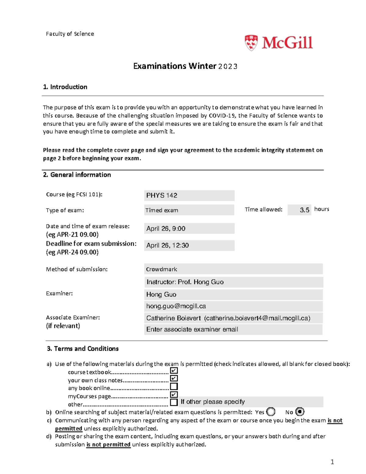 PHYS 142 Final Exam Guidelines and Instructions - Winter 2023 - Studocu