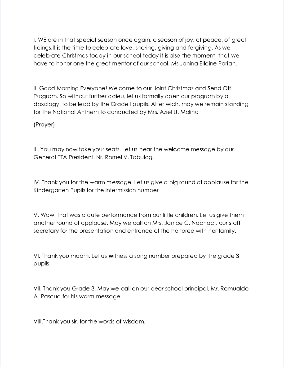 Christmas Celebration Program Script - Studocu