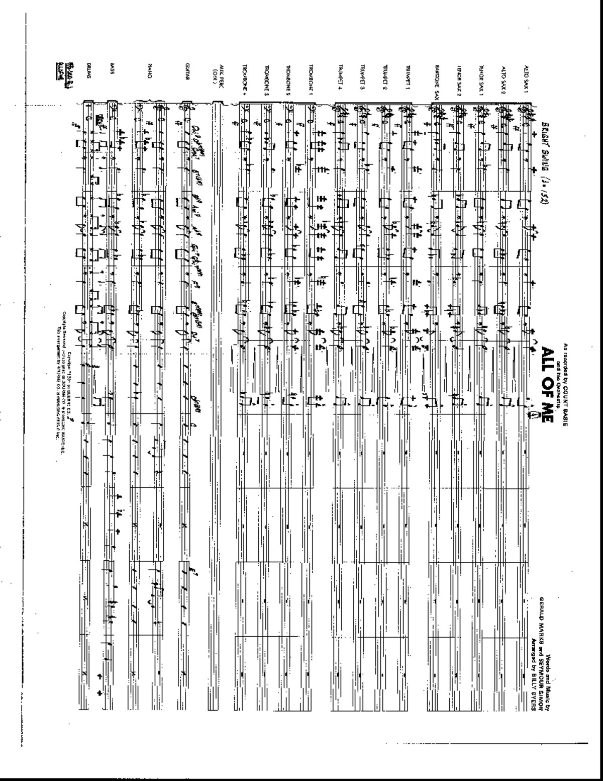 All of Me - Count Basie Parts Score Arrangement - Studocu