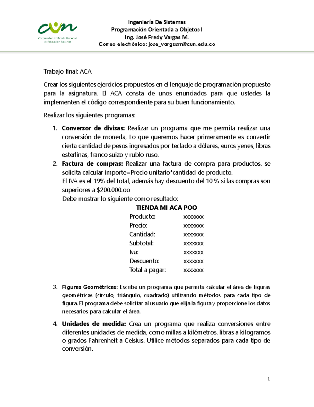ACA POO - Ejercicios prácticos para Programación Orientada a Objetos I ...