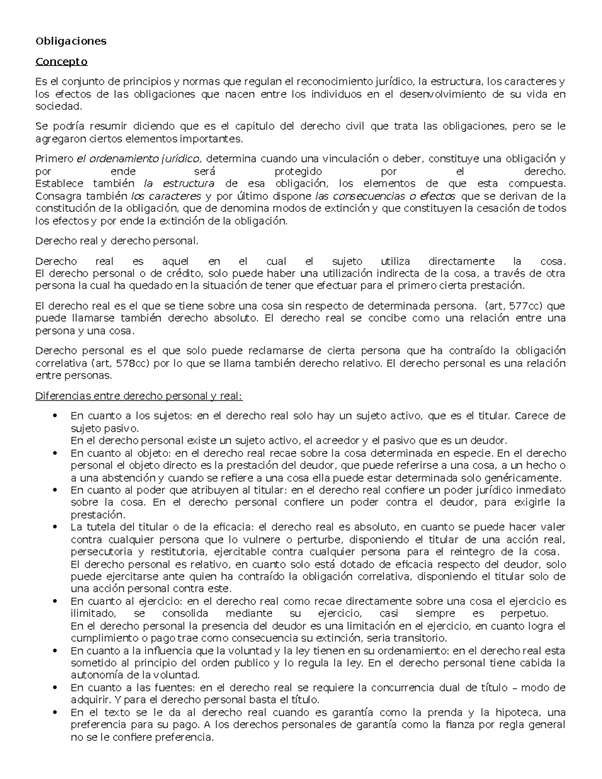 Notas de Clase sobre Obligaciones - Derecho Civil (Marzo-Abril) - Studocu