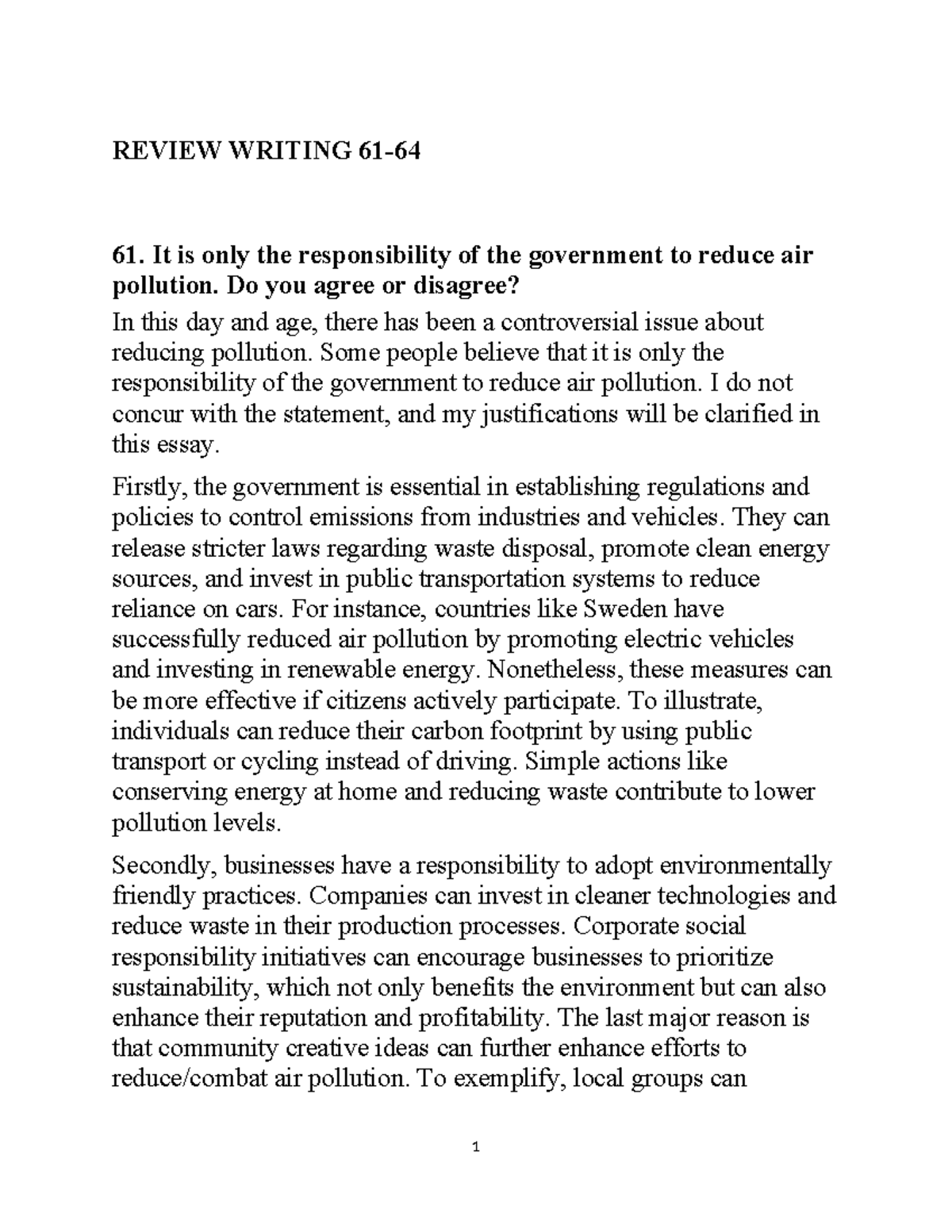 Review Writing 61-64 - Copy - REVIEW WRITING 61- 61. It is only the ...