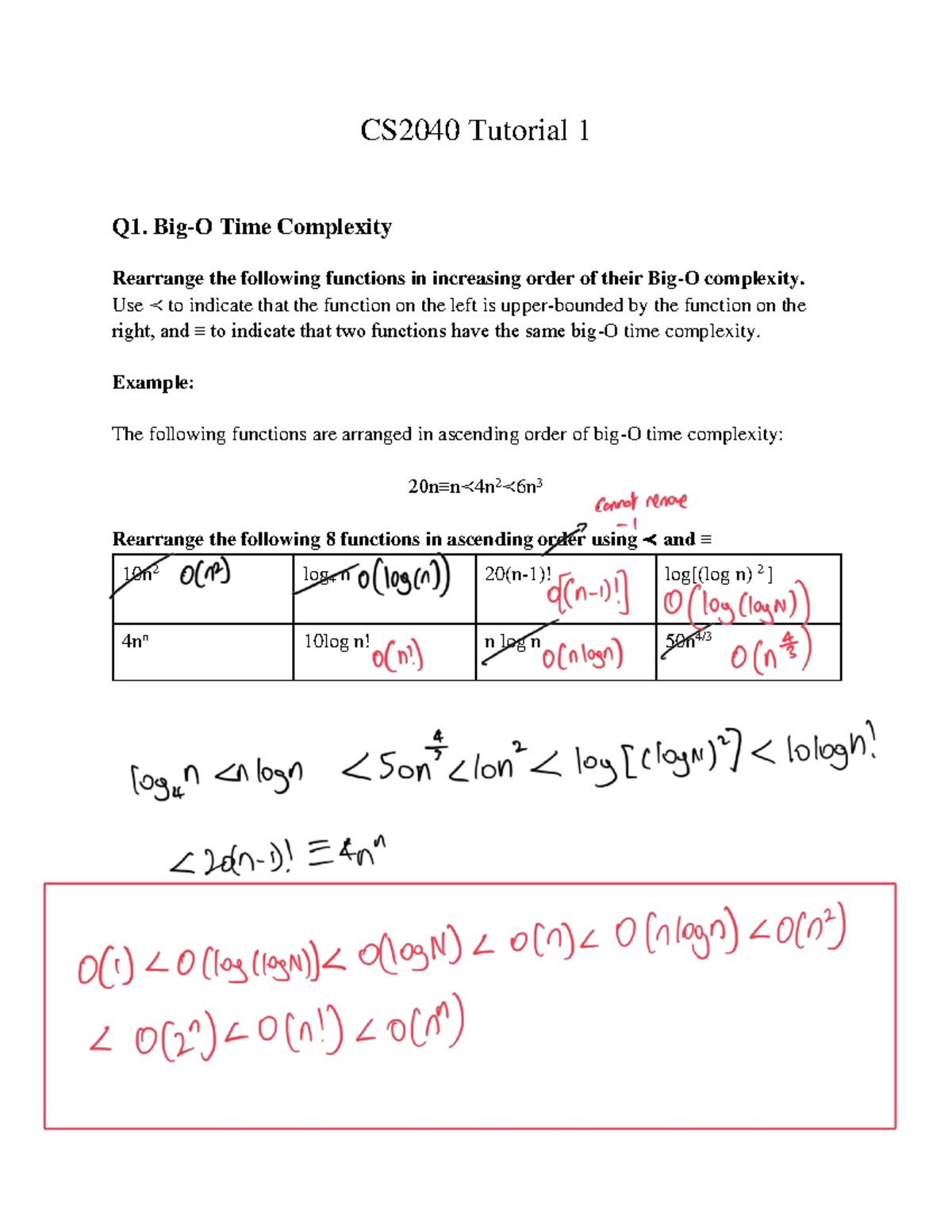 CS2040 Tutorial 1: Time Complexity & Binary Search Analysis - Studocu