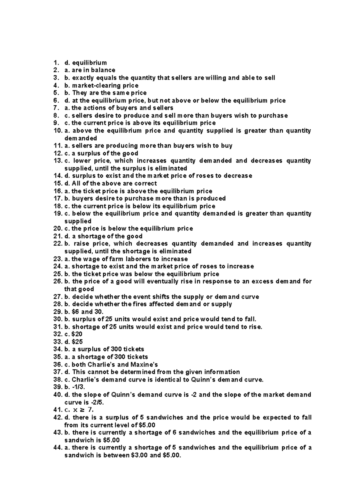 ECO 101: Equilibrium Concepts and Market Dynamics Study Guide - Studocu