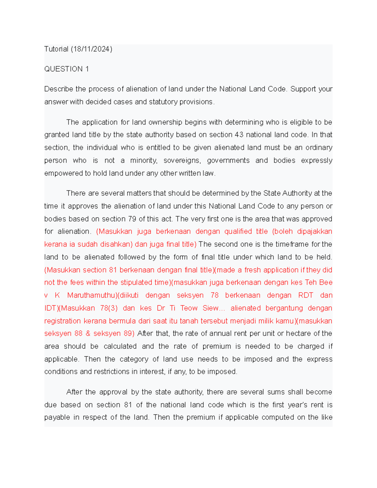 Tutorial on Land Law Alienation Process (NLC) and Title Types - Studocu