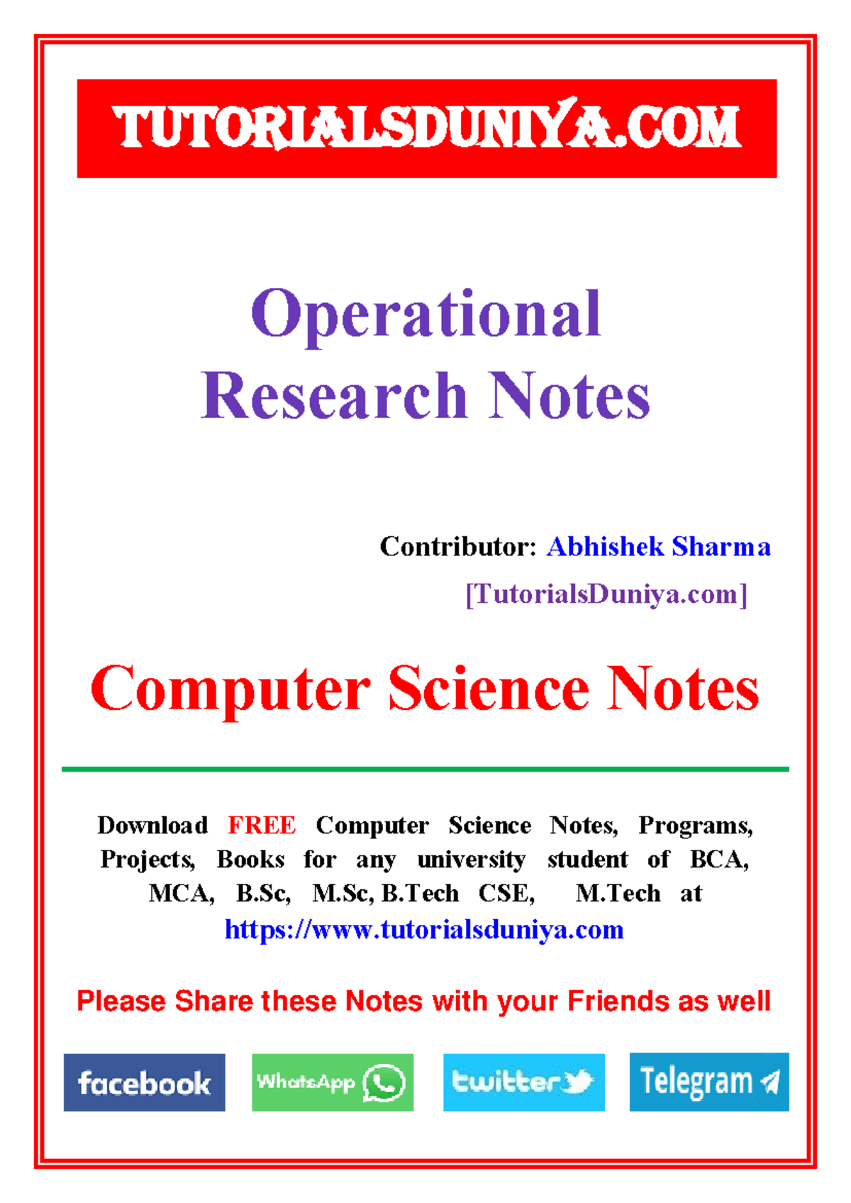 Operational Research Notes: Key Concepts and Simplex Method Summary ...