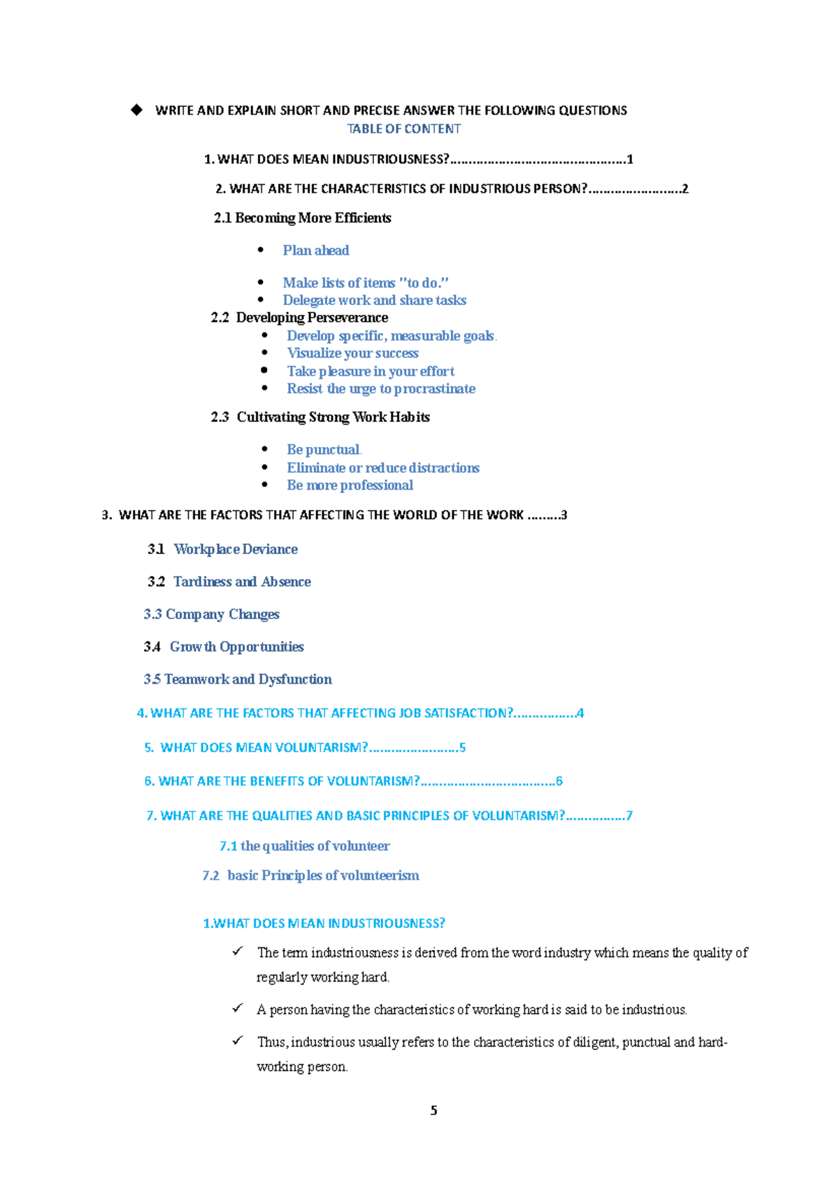 Group Assignment 1: Analyzing Industriousness and Volunteerism - Studocu