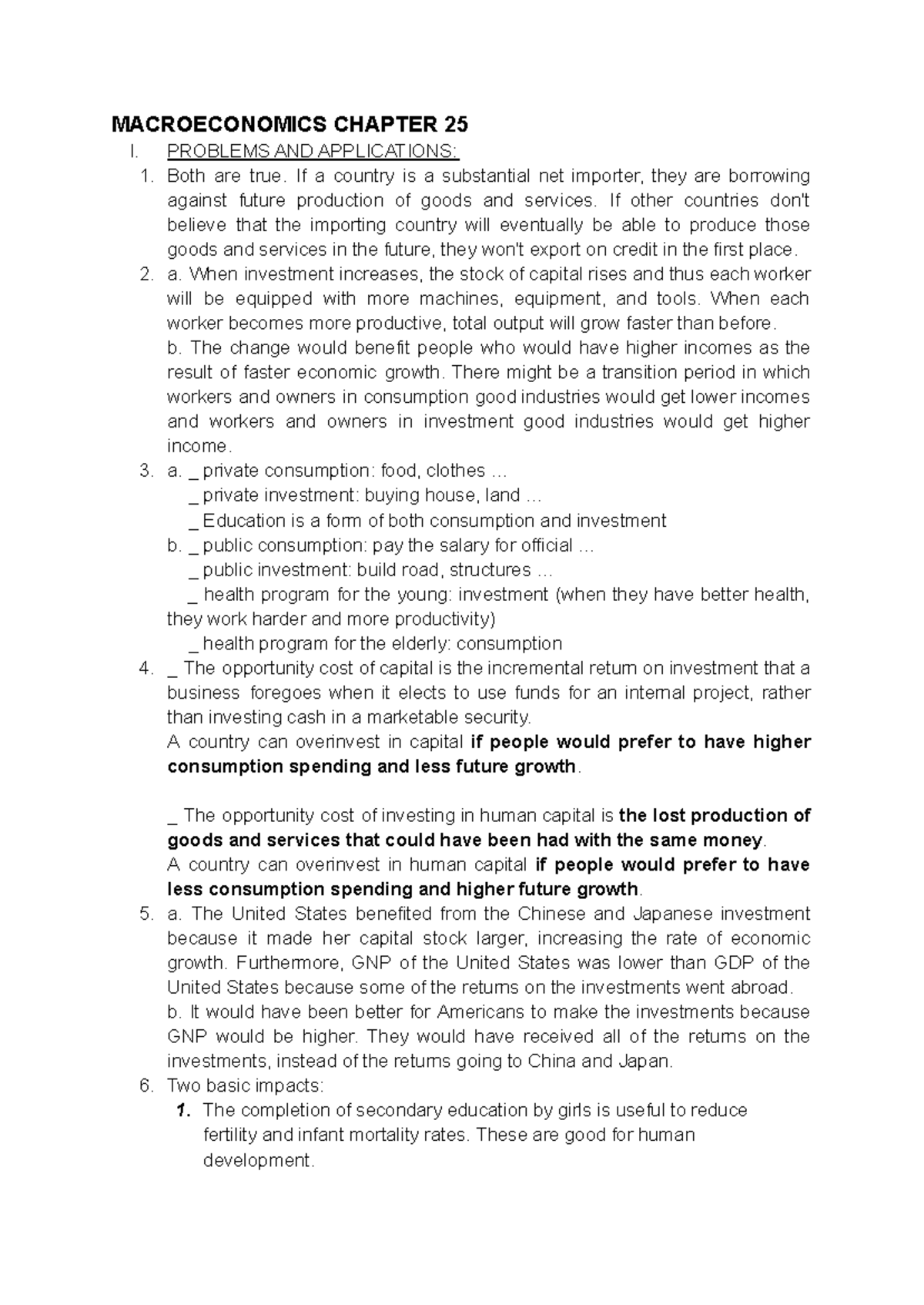 CHAP 25 - MACROECONOMICS CHAPTER 25 I. PROBLEMS AND APPLICATIONS: Both ...