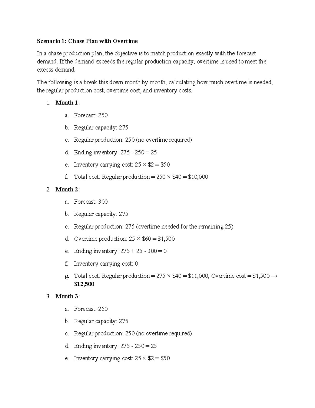 MGT256 Chapter 11: Analysis of Chase Plan with Overtime Costs - Studocu