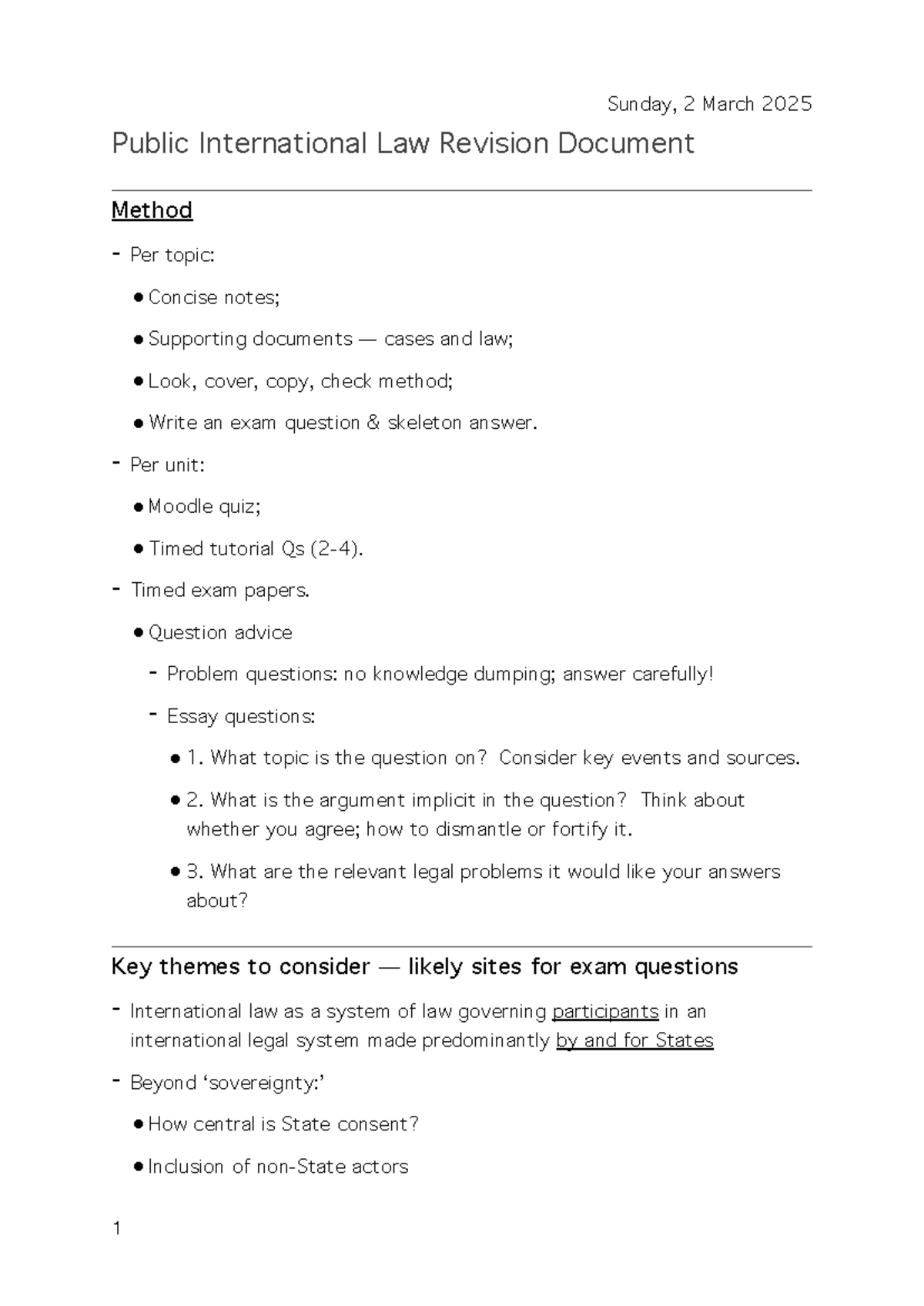 Public International Law Revision Notes (PIL 101) - Key Concepts ...