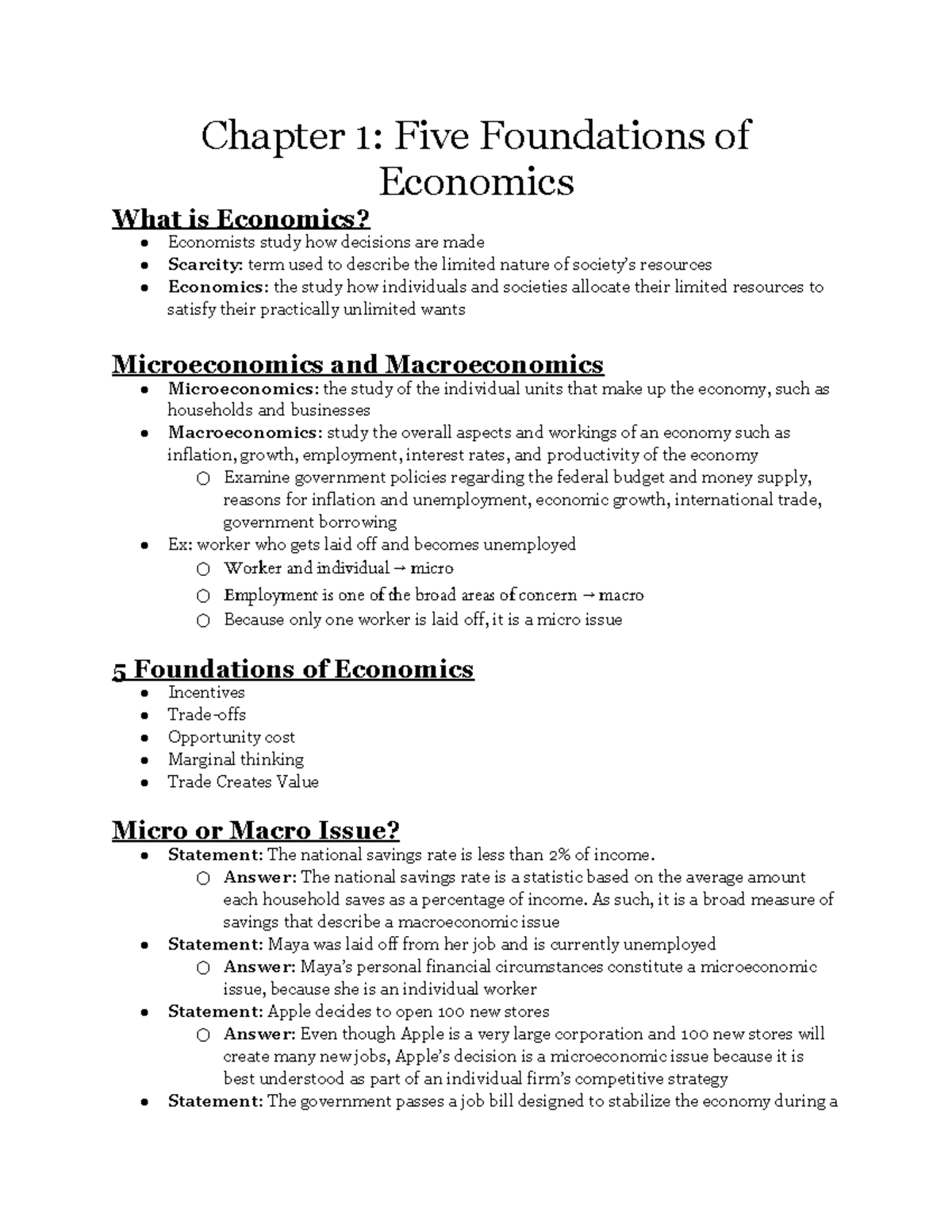 Economics 101: Chapter 1 - Foundations of Economic Principles - Studocu