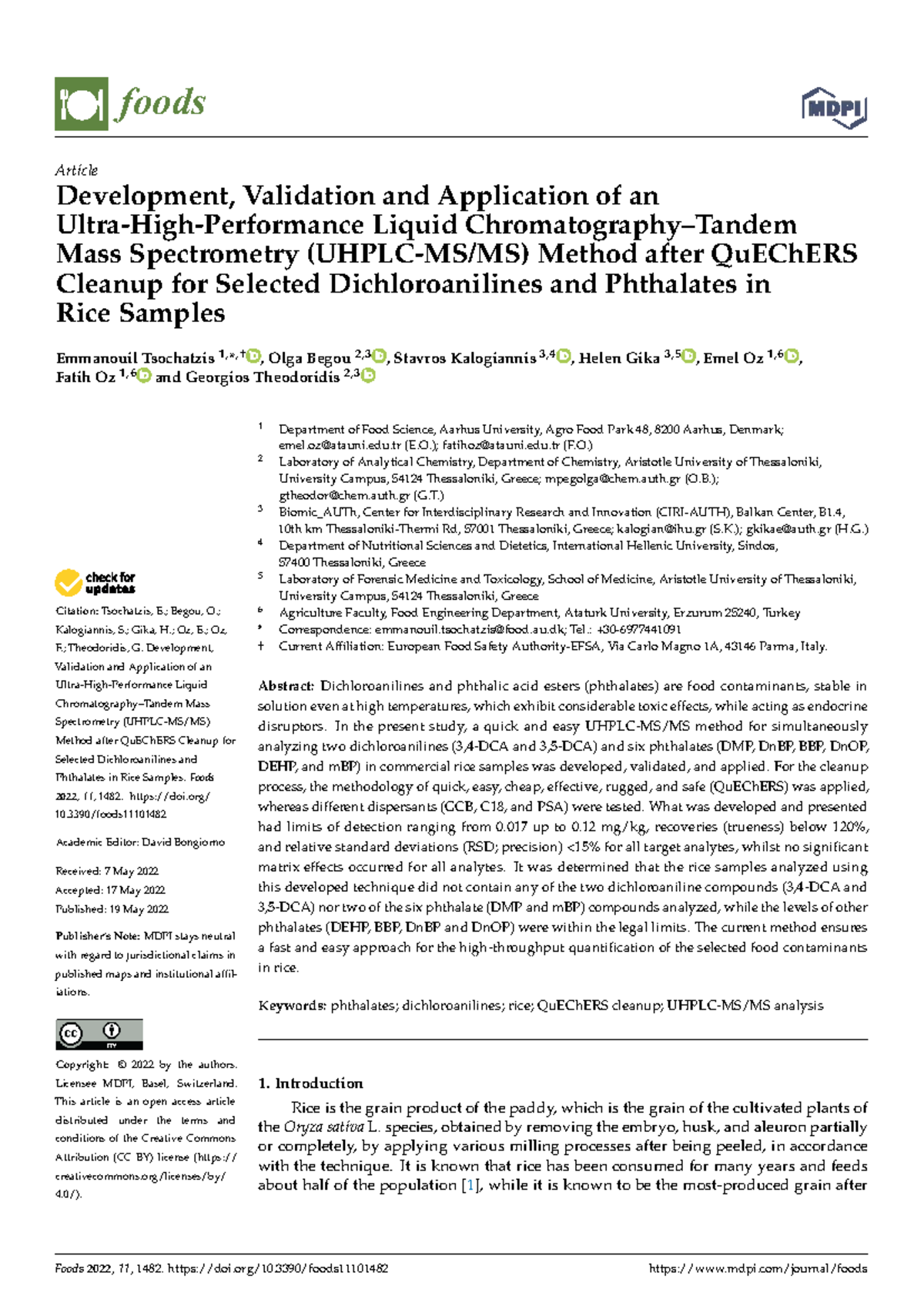 Development and Validation of a QuEChERS Method for Analyzing ...