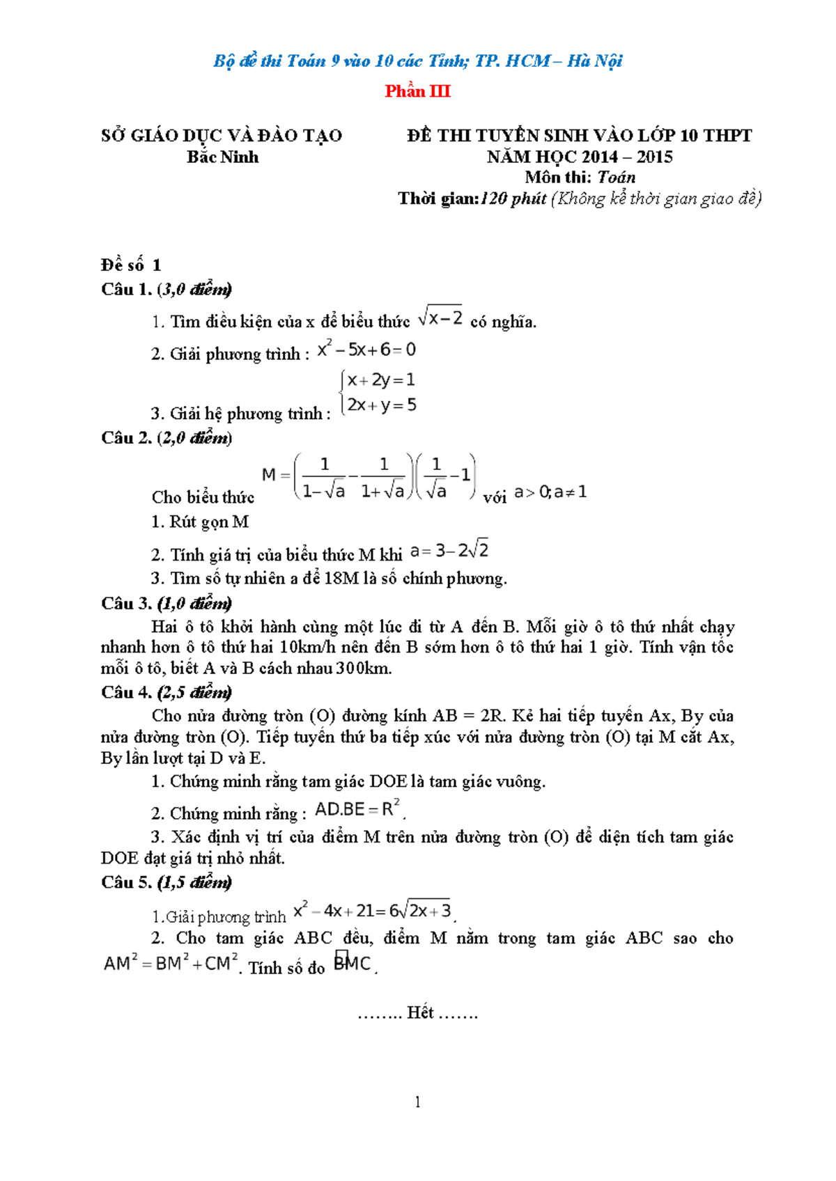 Sample/practice exam 1 January 2016, questions and answers - Bộ đề thi ...