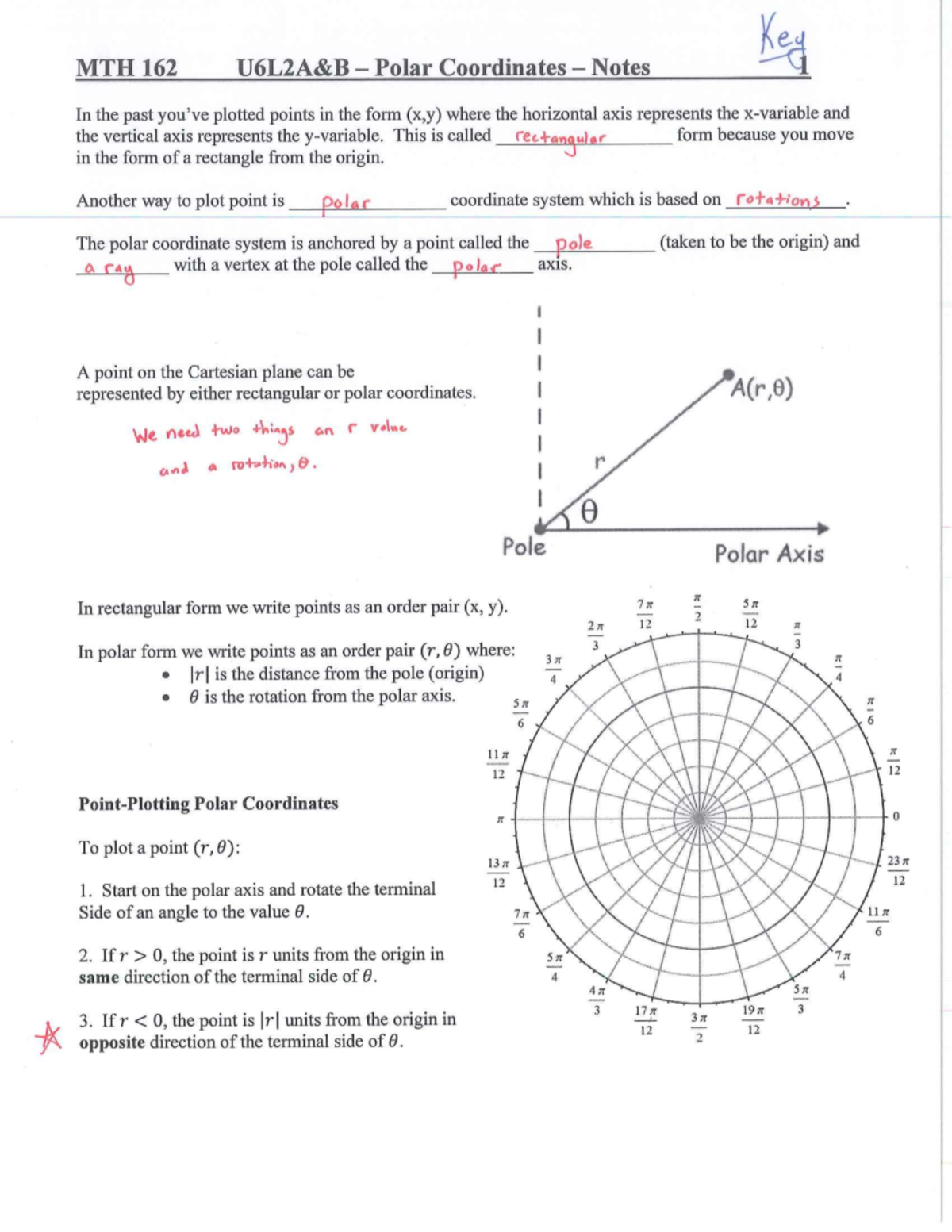 U6L2A&B - MTH 162 Polar Coordinates Study Notes and Examples - Studocu
