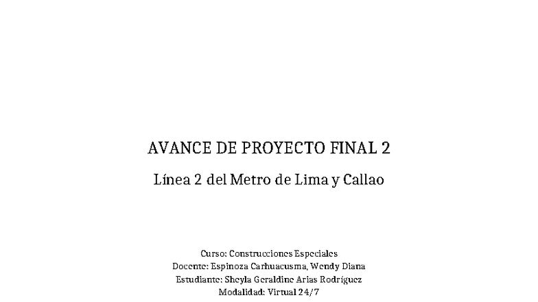 Avance de Proyecto Final: Línea 2 del Metro de Lima - Construcciones ...