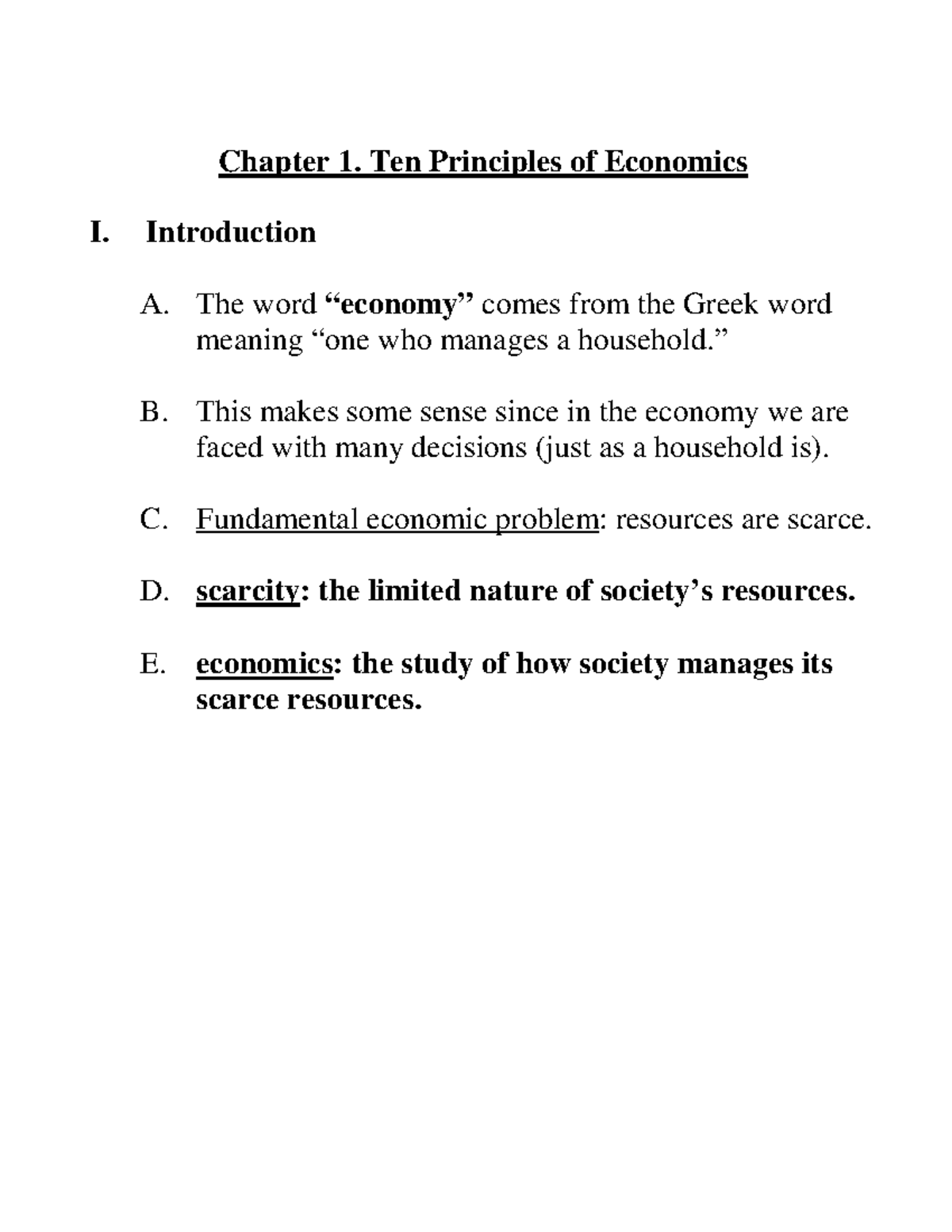 Chapter 1 - oooooo - Chapter 1. Ten Principles of Economics I ...
