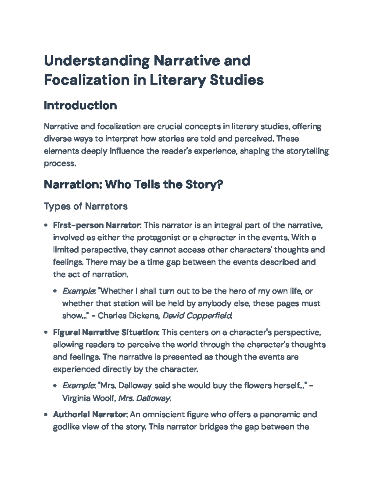 Understanding Narrative and Focalization in Literary Studies ...