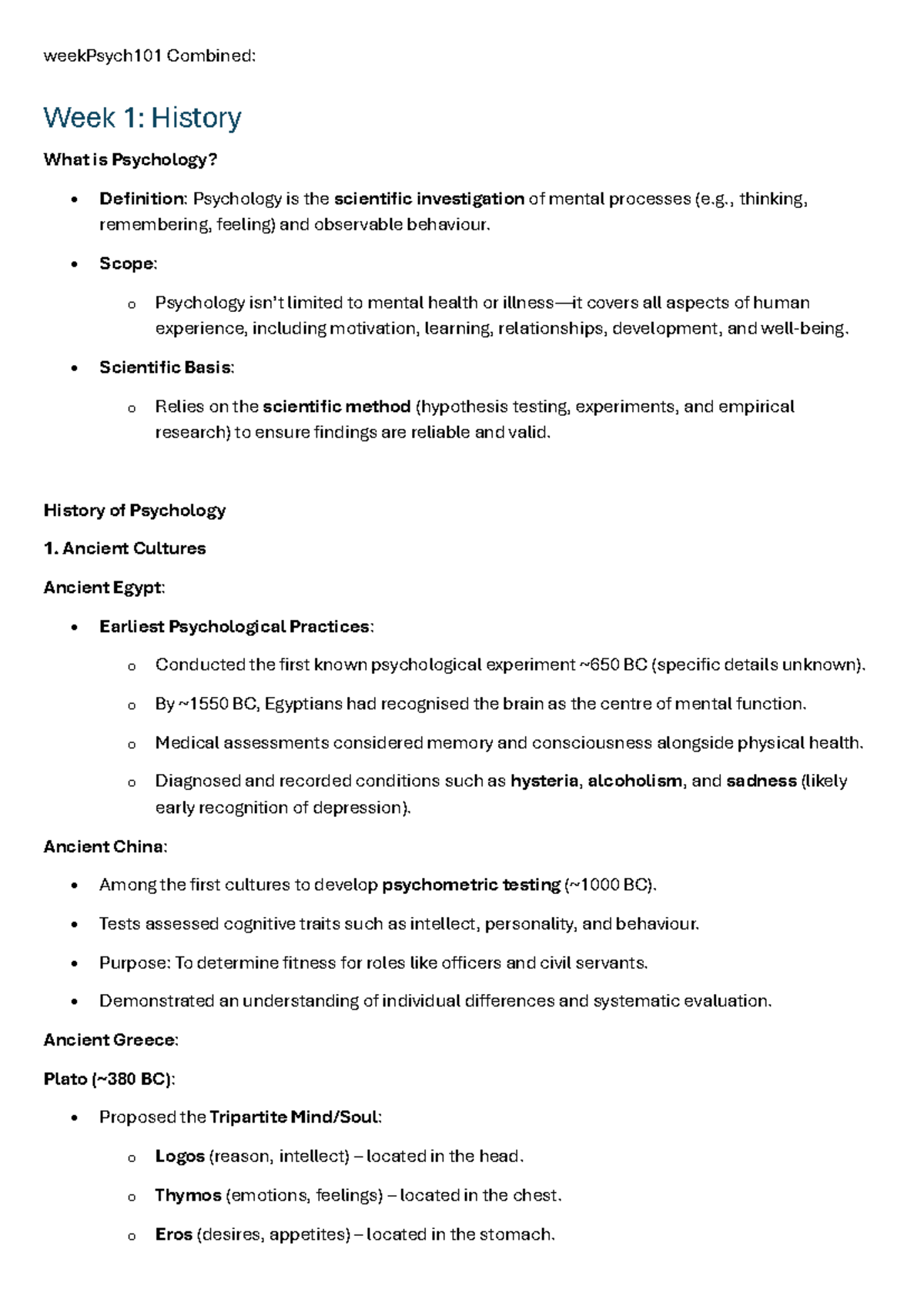 Psych 101 Combined Lecture Notes - weekPsych101 Combined: Week 1 ...
