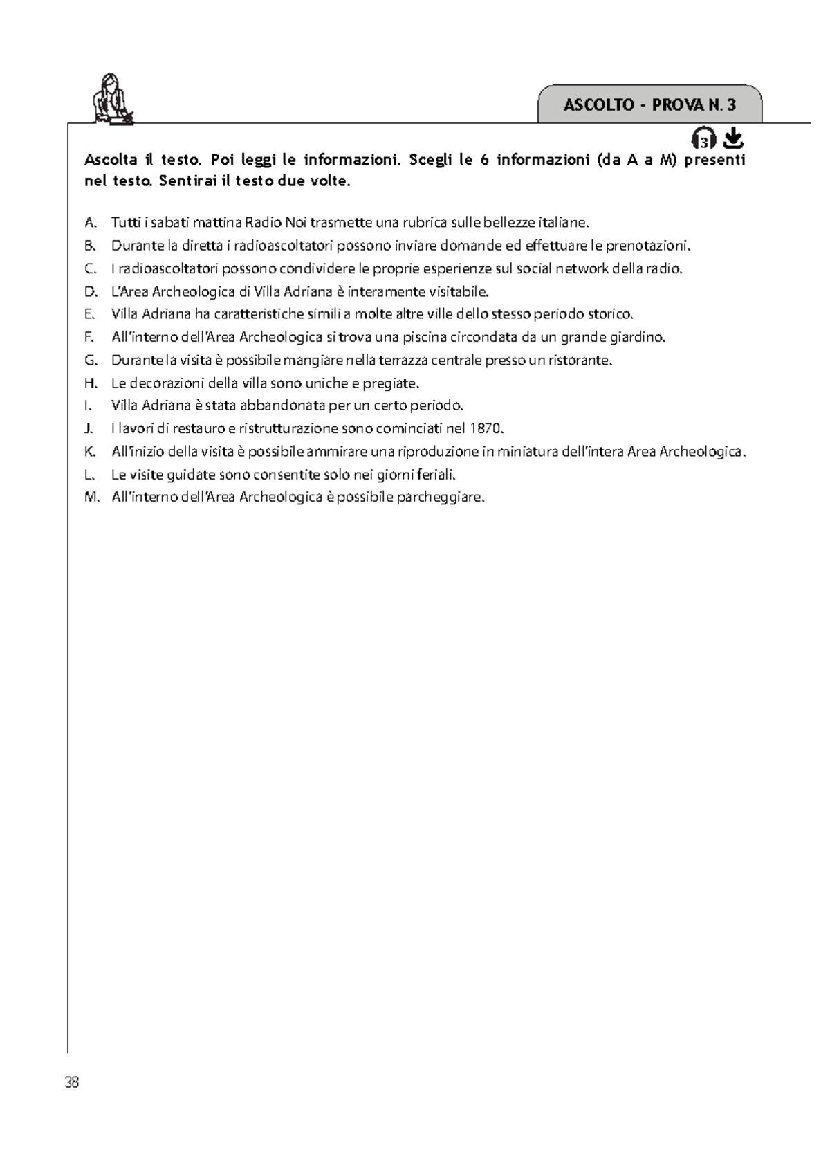 Percorso-CILS-DUE-B2-30735: Ascolto e Comprensione - Prova N. 2 - Studocu