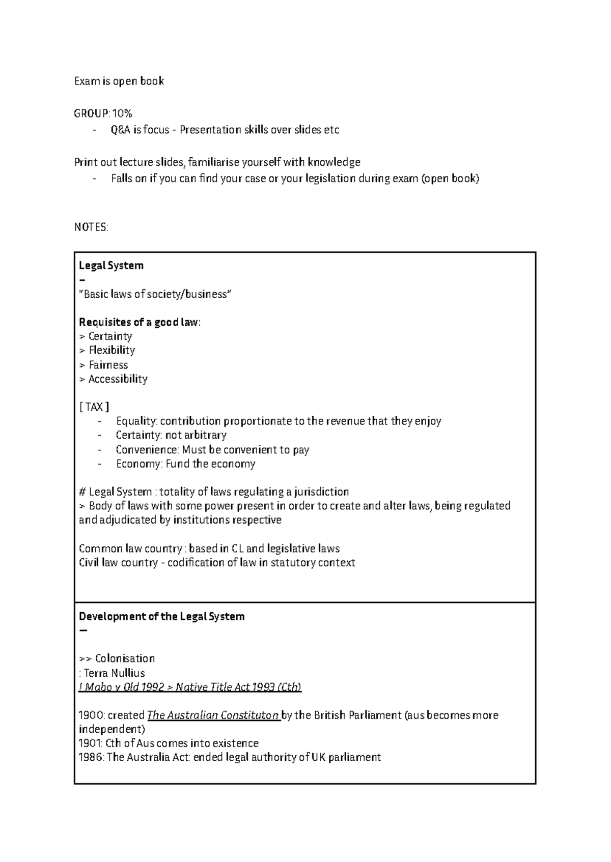 Legal System Overview Notes: Intro to Law (Course Code: LAW101) - Studocu