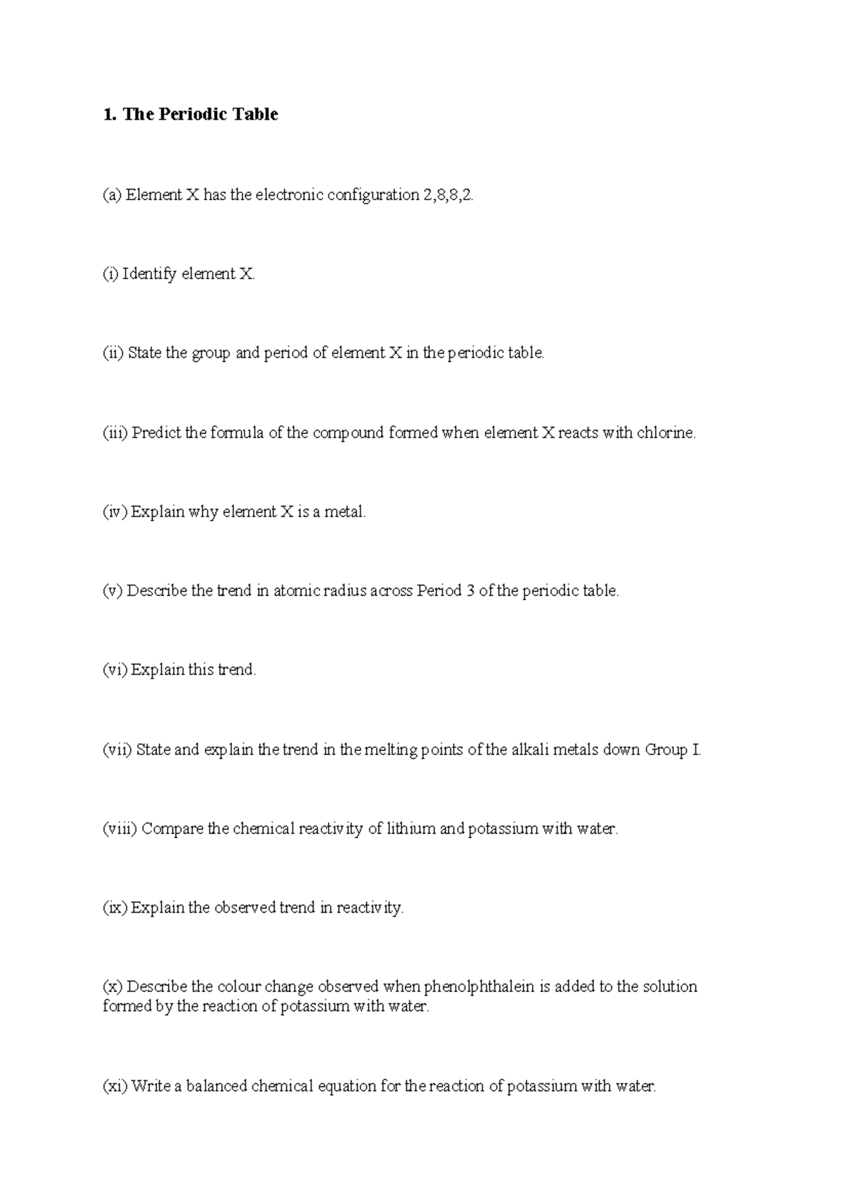 Chem 2025: Periodic Table Insights and Trends - Study Notes - Studocu