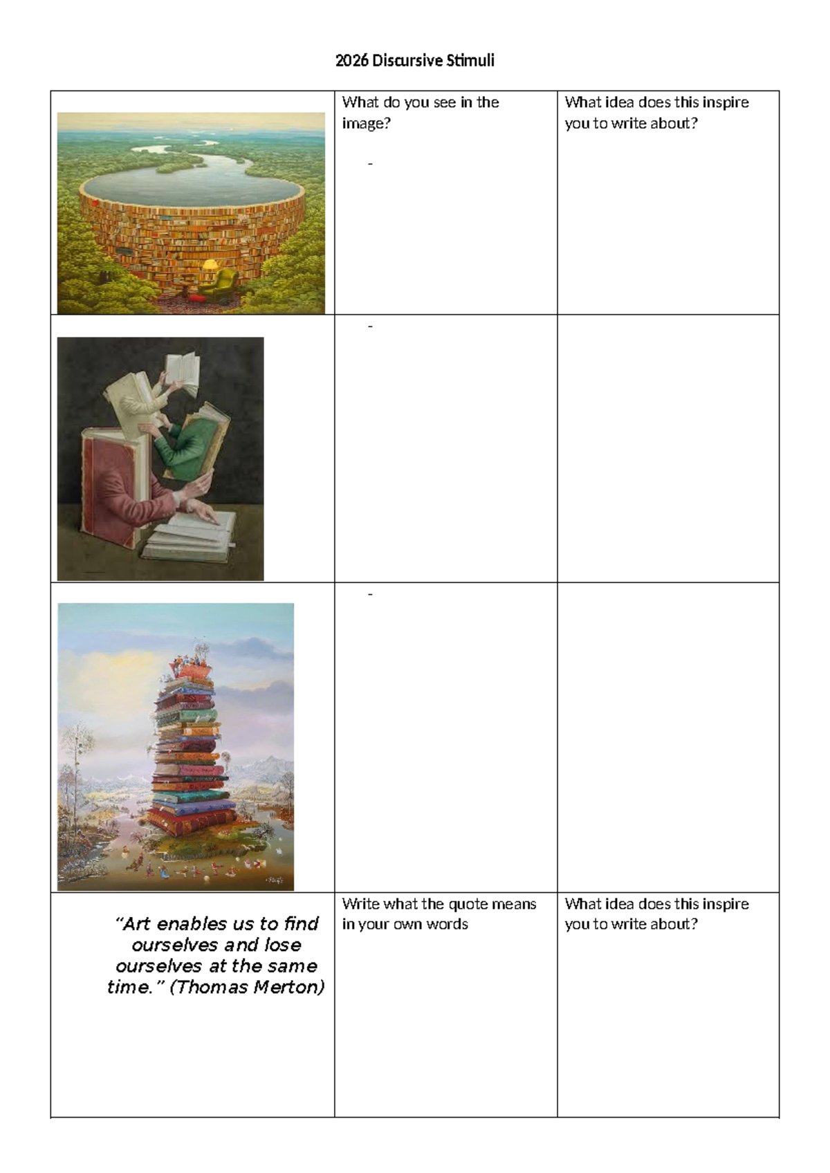 2026 Discursive Stimuli: Exploring Image Inspiration and Meaning - Studocu