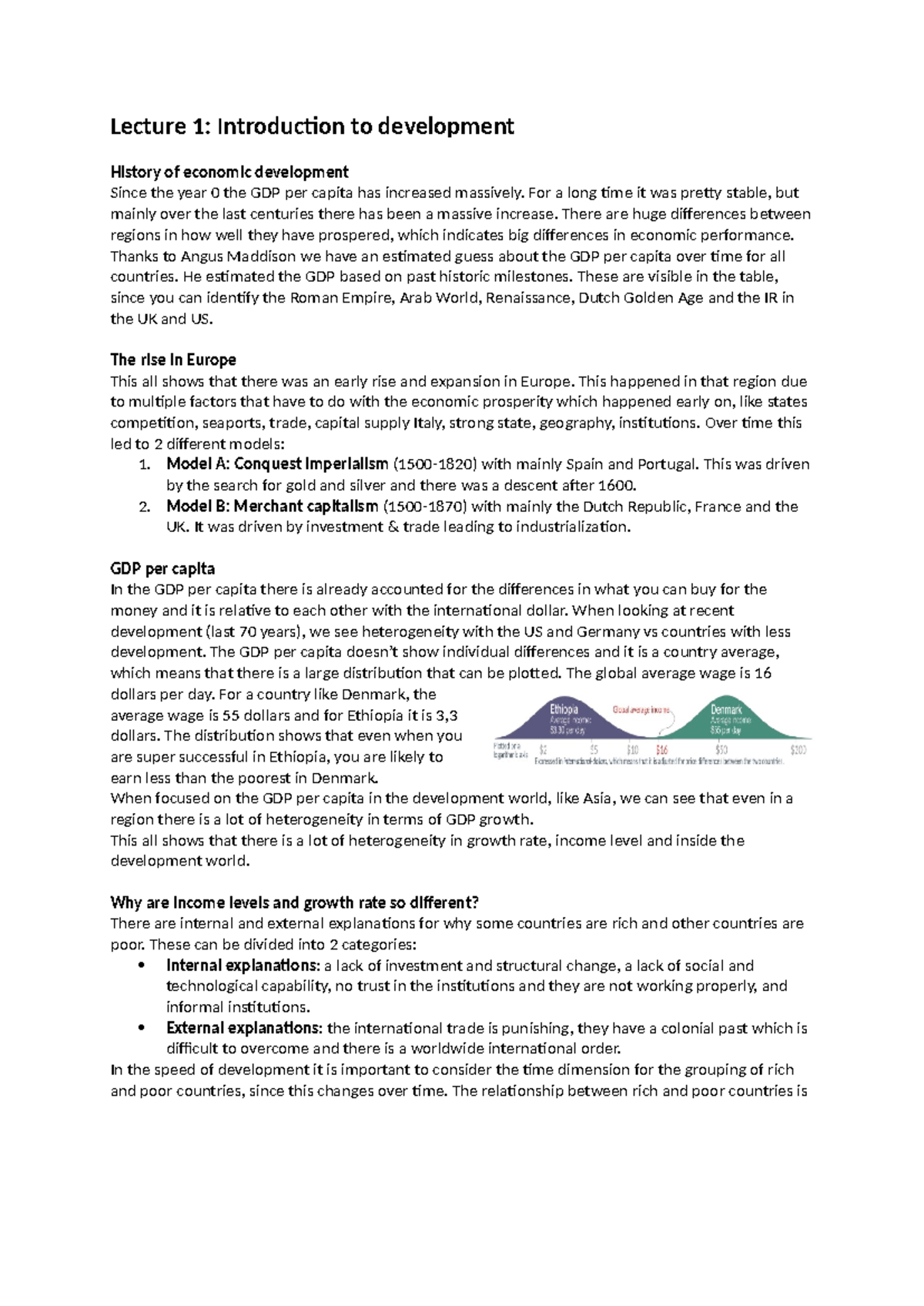 Economic Development Overview - Lecture Summary (Course Code: DEV101 ...