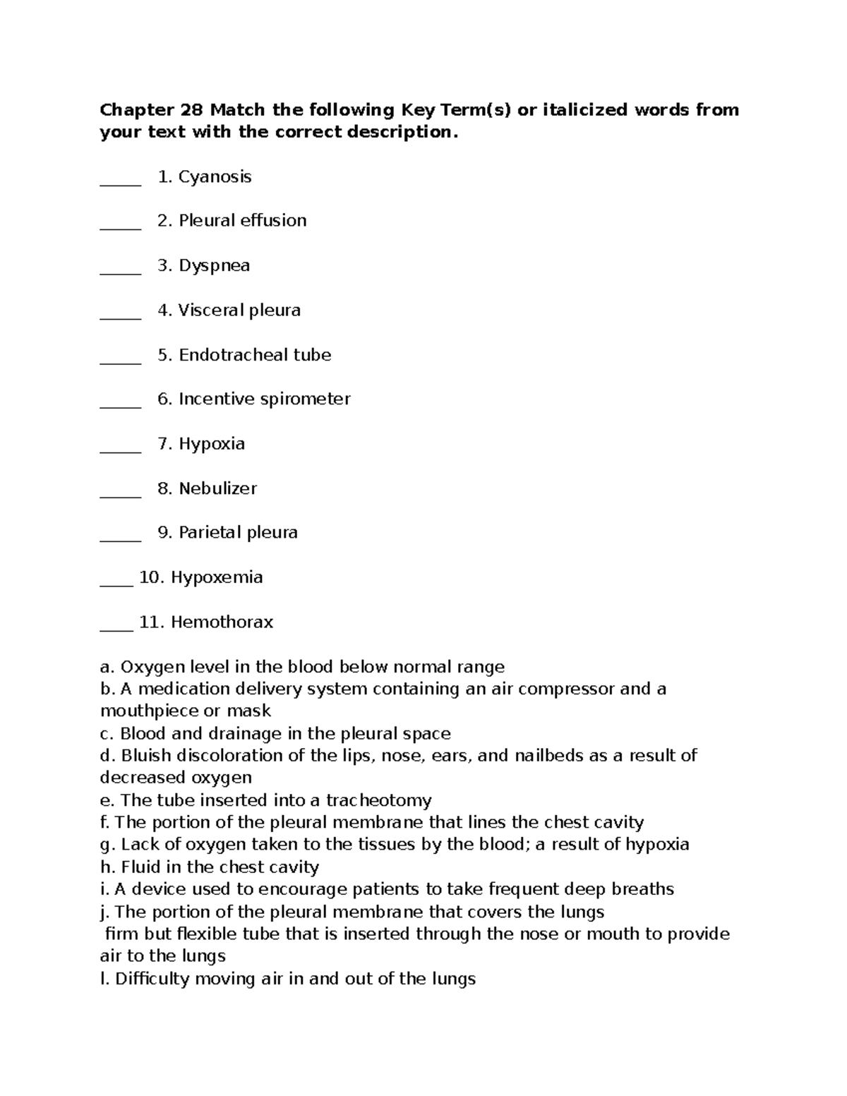 Chapter 28 study aid - nursing key terms and descriptions - Studocu