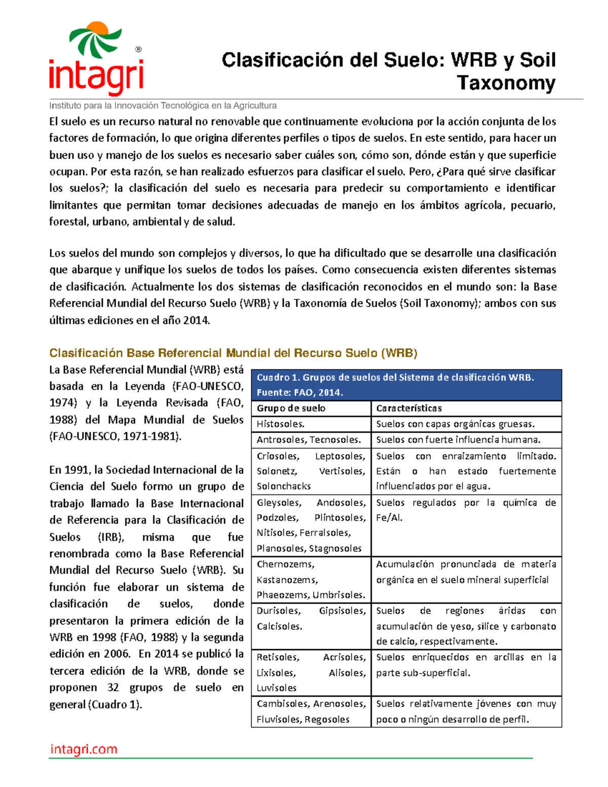 28. Clasificación del Suelo: WRB y Soil Taxonomy - Análisis y ...