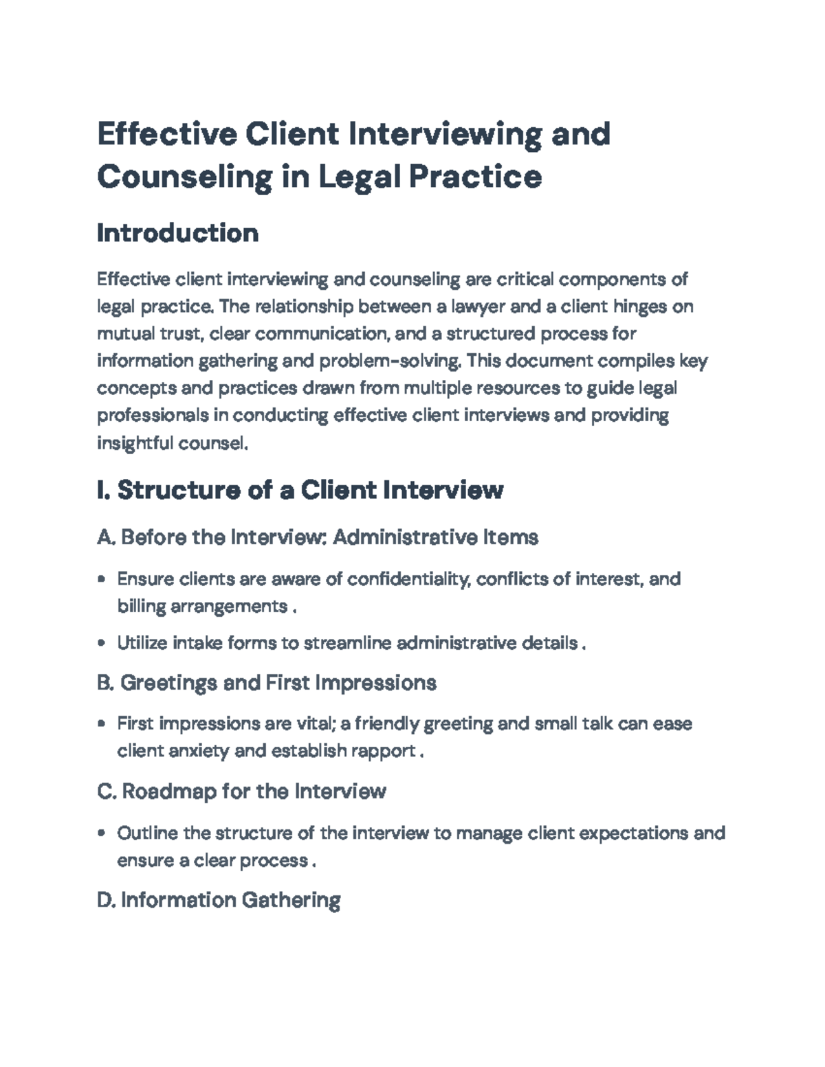 Effective Client Interviewing & Counseling in Legal Practice ...