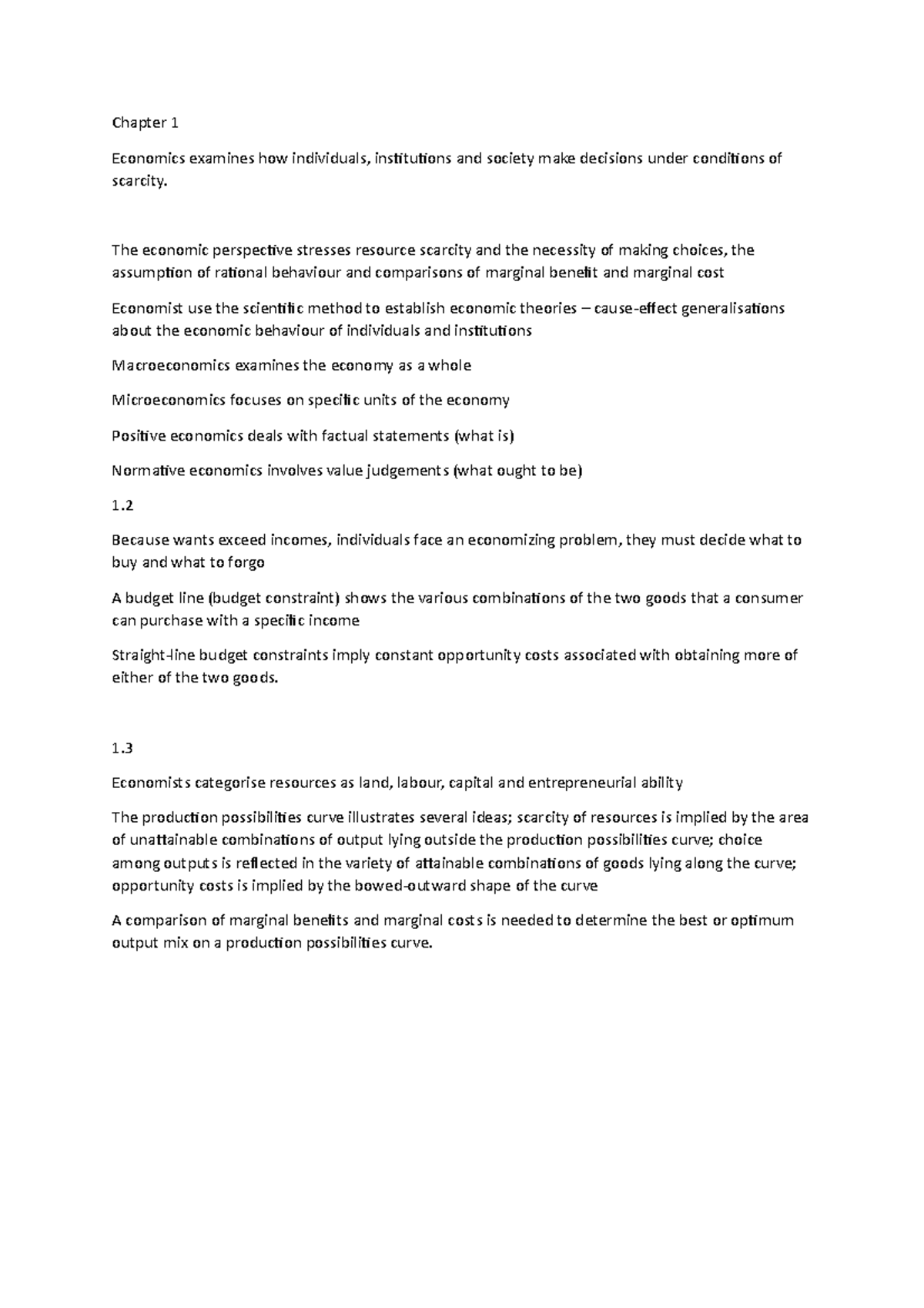 EKN Chapter 1 Notes: Introduction to Economics Concepts and Theories ...