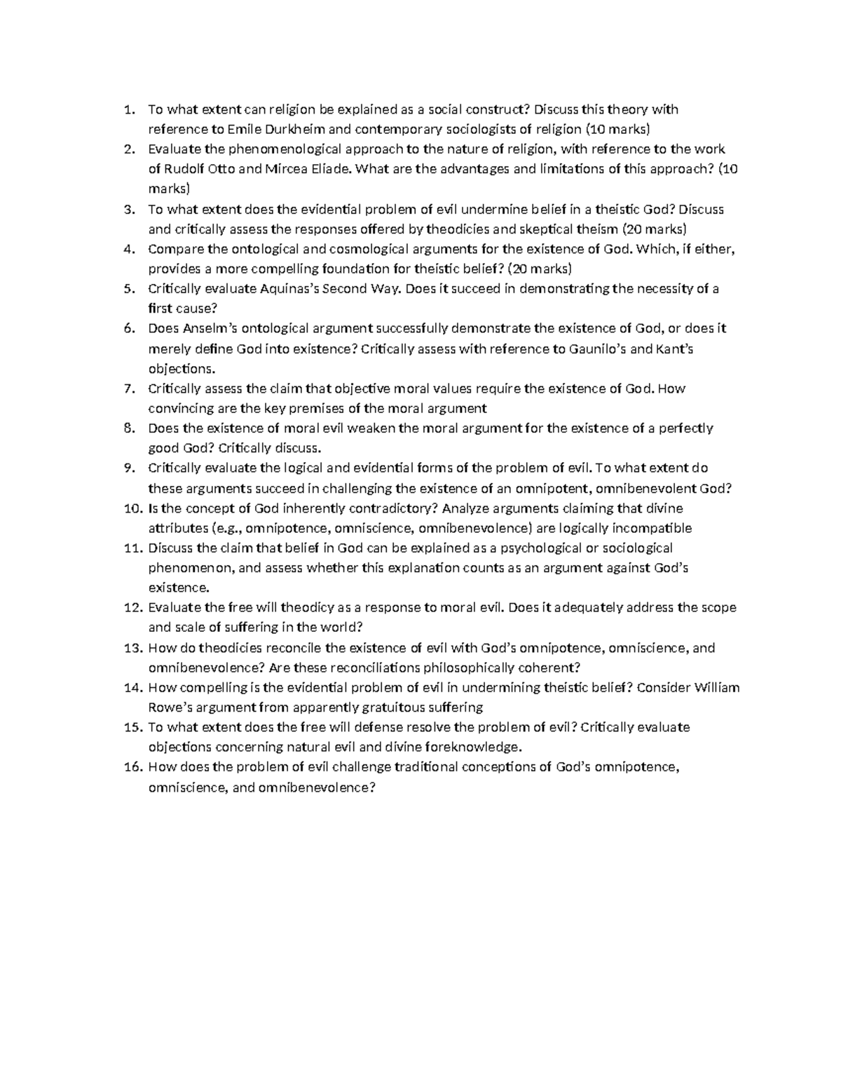 PHIL 101: Philosophy of Religion Exam Questions and Discussions - Studocu