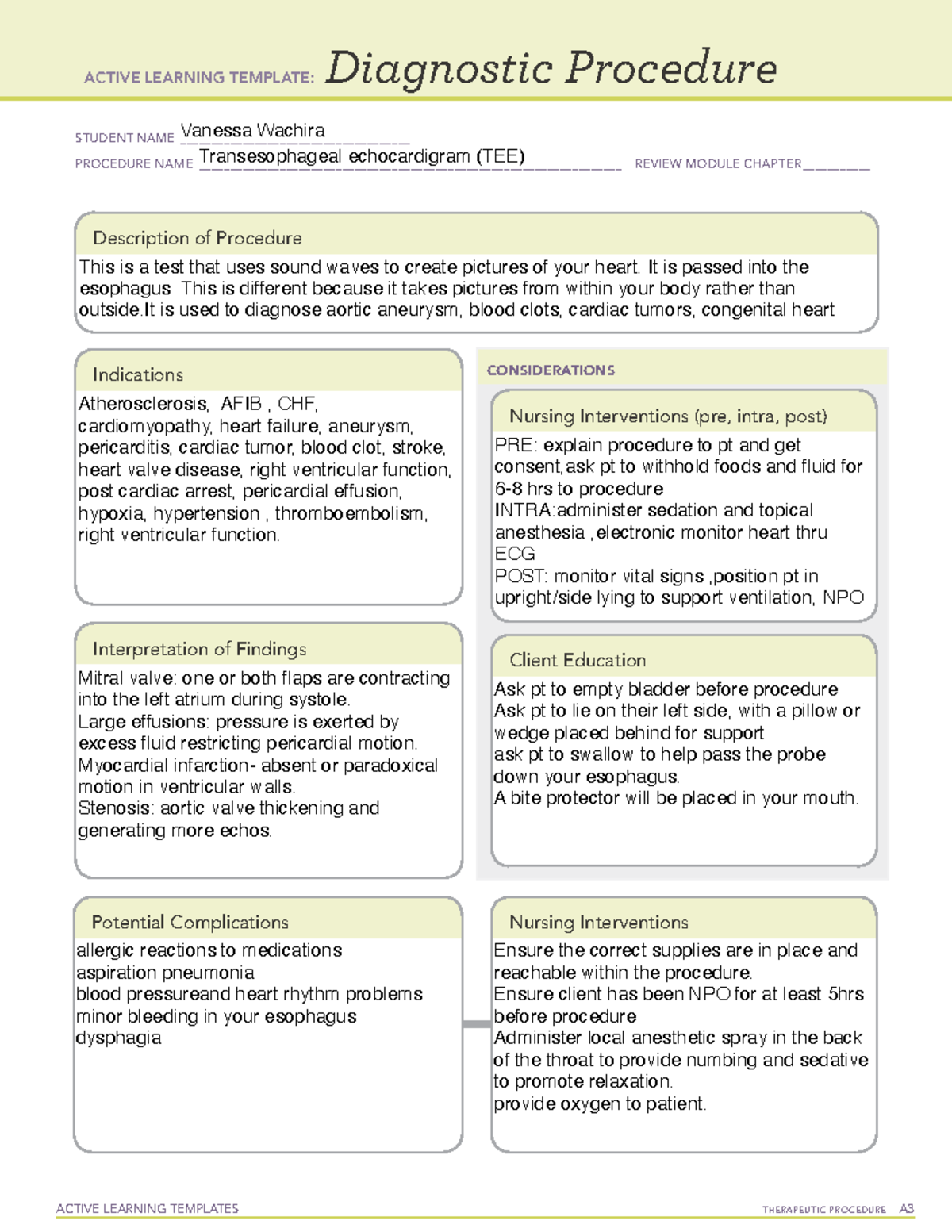 TEE Diagnostic Procedure - ACTIVE LEARNING TEMPLATES THERAPEUTIC ...