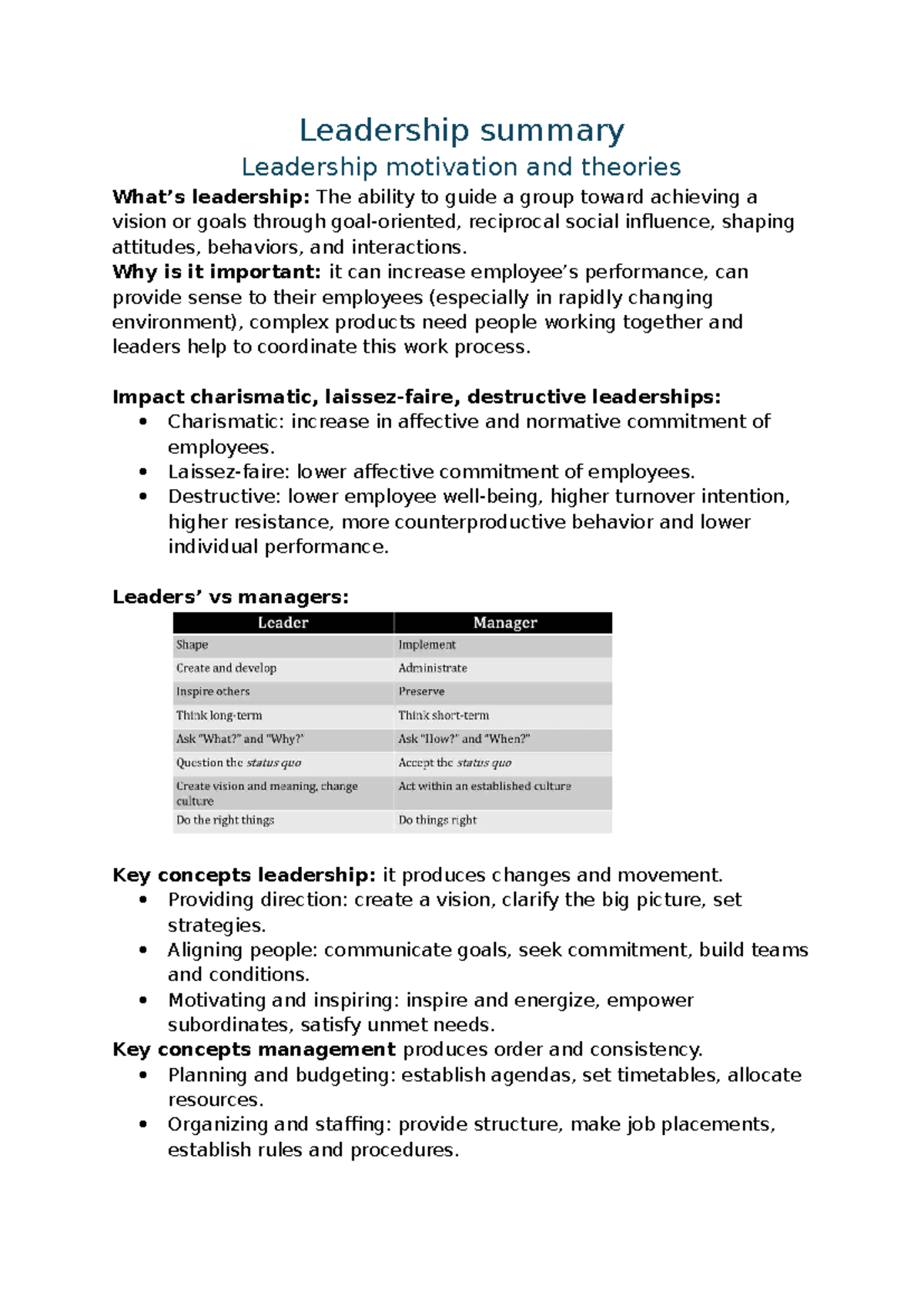 Leadership Theories and Motivation: A Comprehensive Overview (Course ...