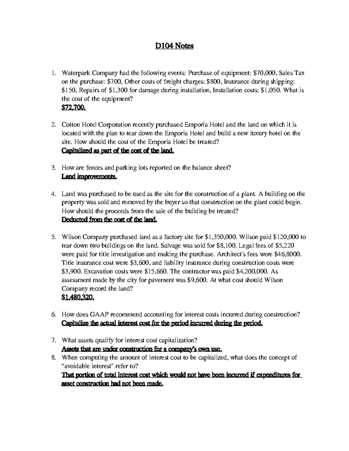D104 Notes - Accounting for Plant Assets and Intangible Assets - Studocu